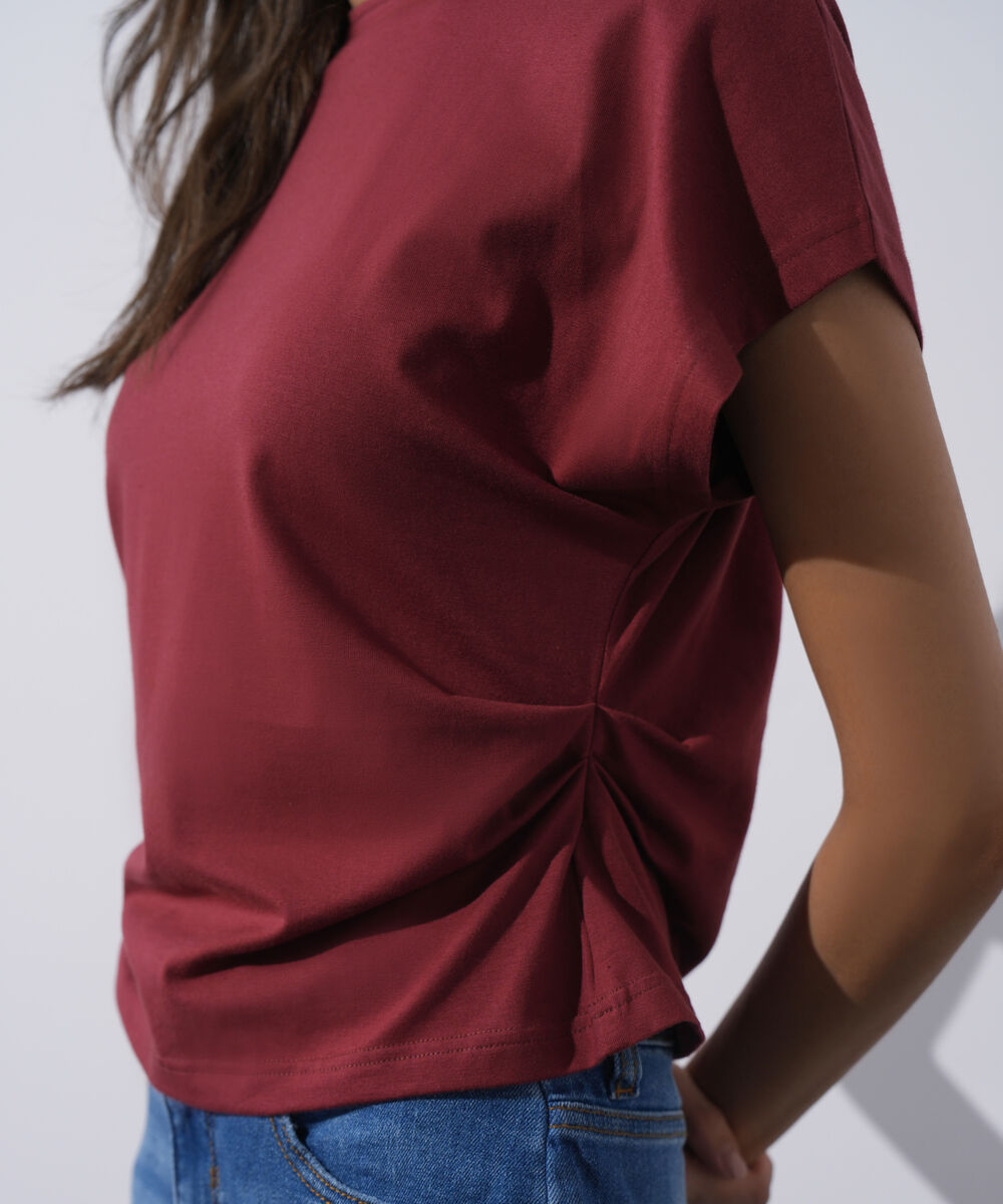 Women's Western Wear Red Short Sleeve Kimono T-Shirt