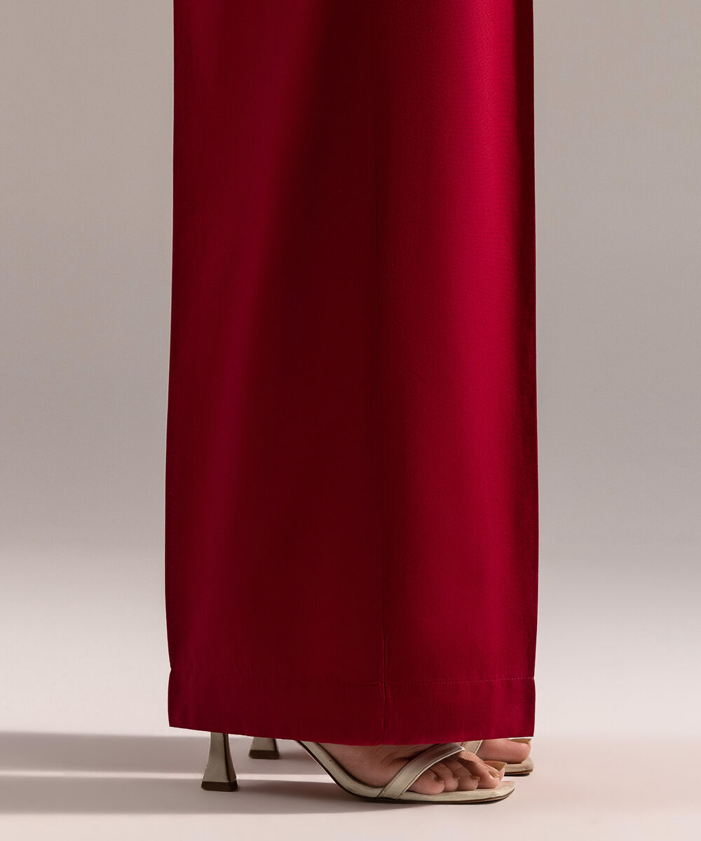 Women's RTW Cambric Solid Maroon Culottes