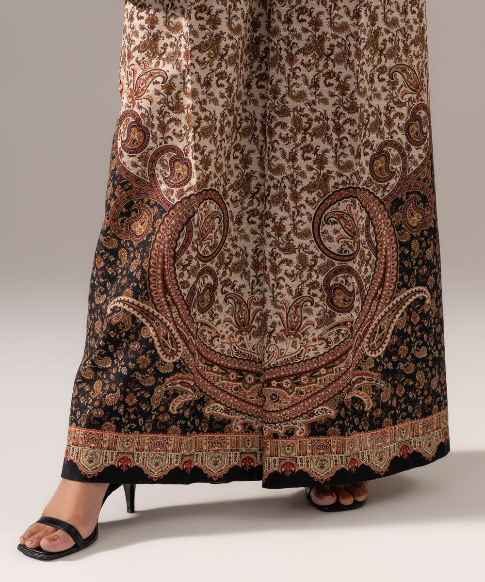 Women's RTW Khaddar Printed Beige 2 Piece Suit