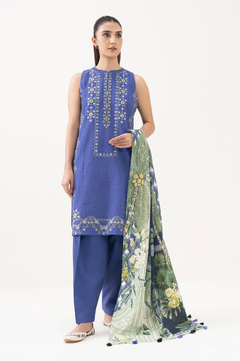 3 Piece - Embroidered Khaddar Suit