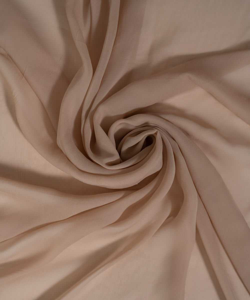Women's RTW BEmbroidereder Georgette Chiffon Solid Beige Dupatta
