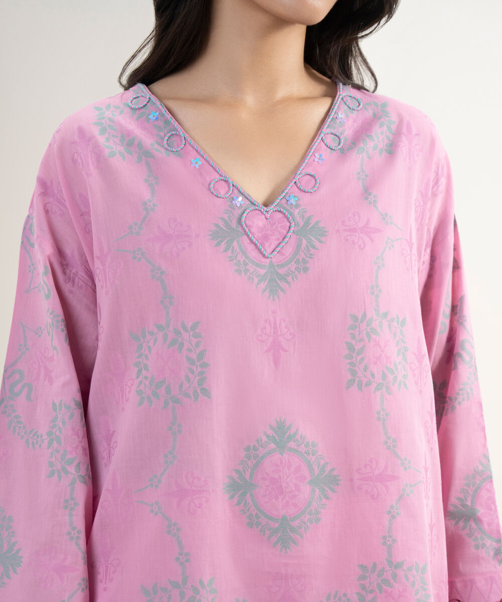 Women's RTW Extra Weft Jacquard Solid Pink 2 Piece Suit