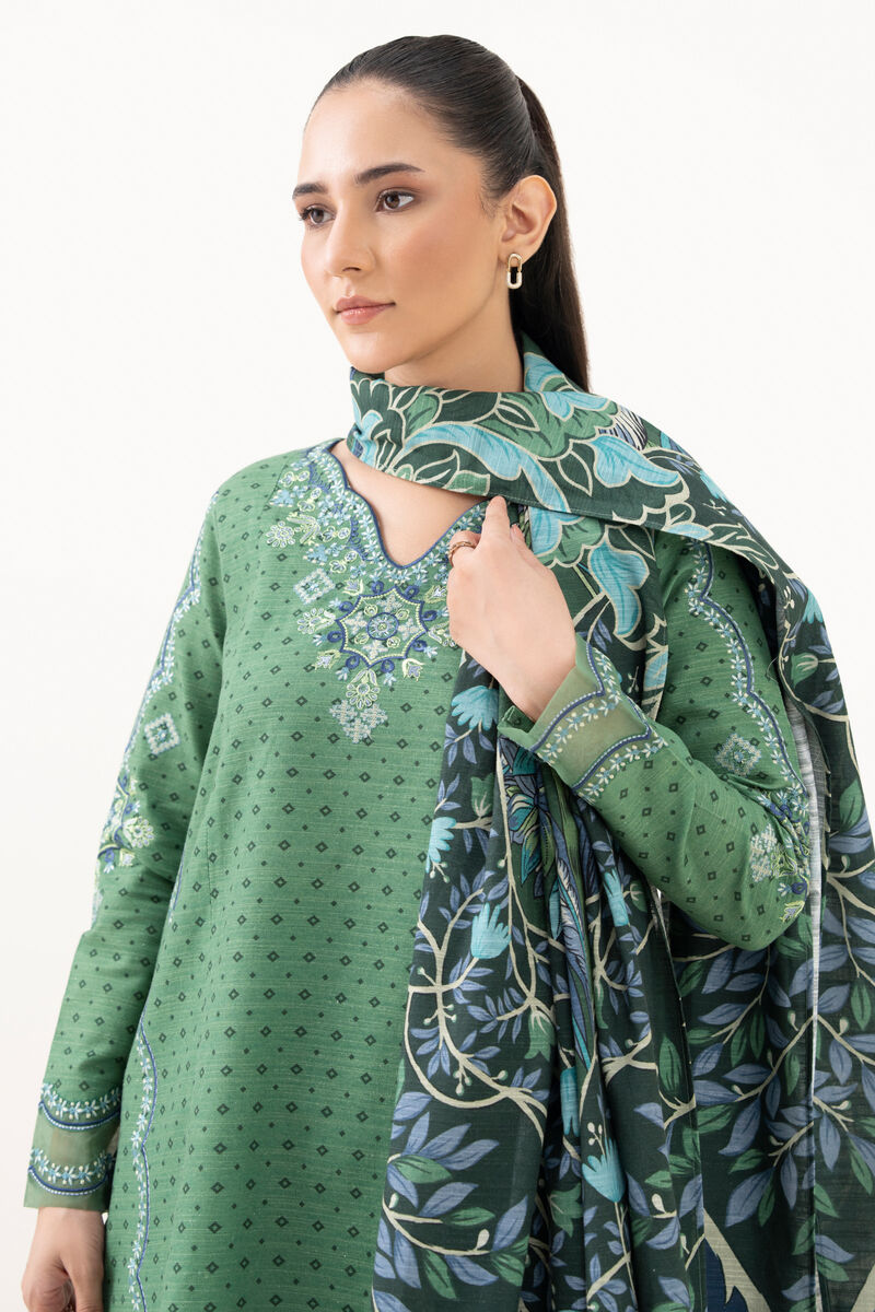 3 Piece - Embroidered Khaddar Suit