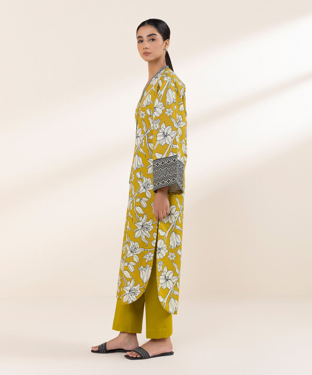 Women's Unstitched Yellow Lawn 2 Piece Suit
