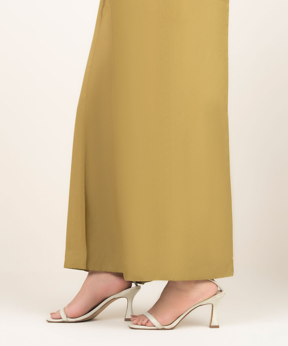 Women's RTW Arabic Cambric Solid Olive Green Culottes