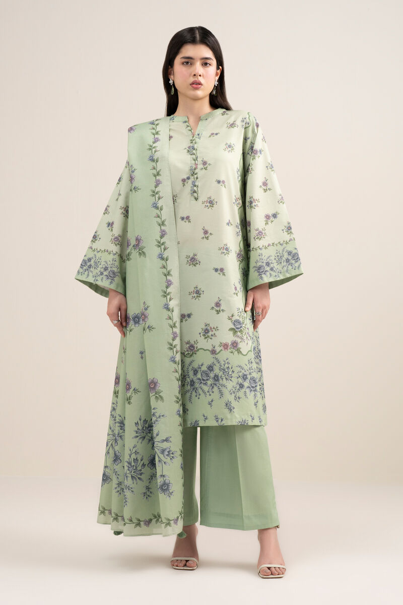 3 Piece - Printed Zari Lawn Suit