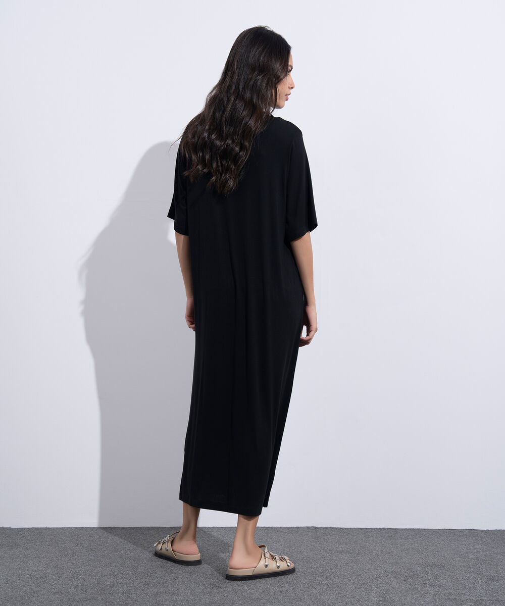 Women's Western Wear Black T-Shirt Short Sleeve Dress