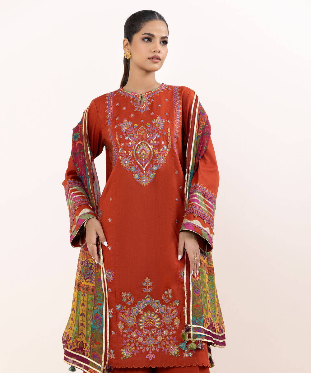 Women's Unstitched Cross Hatch Dyed Three Piece Suit