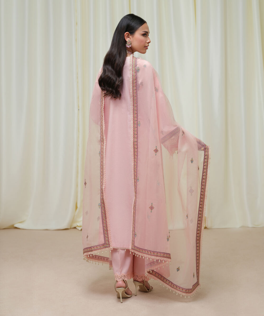 Women's Unstitched Cotton Net Dyed Three Piece Suit