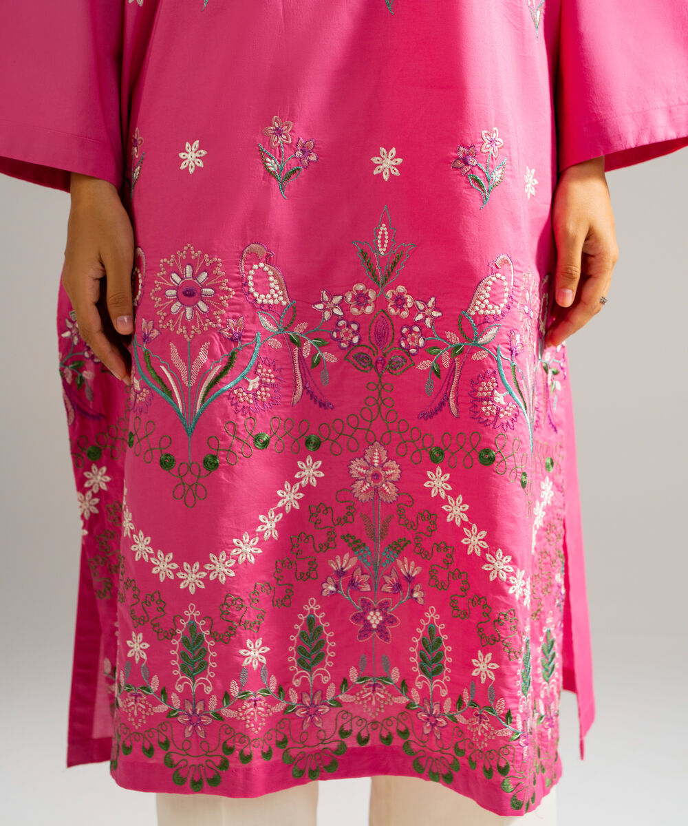 Women's RTW Lawn Embroidered Pink 2 Piece Suit