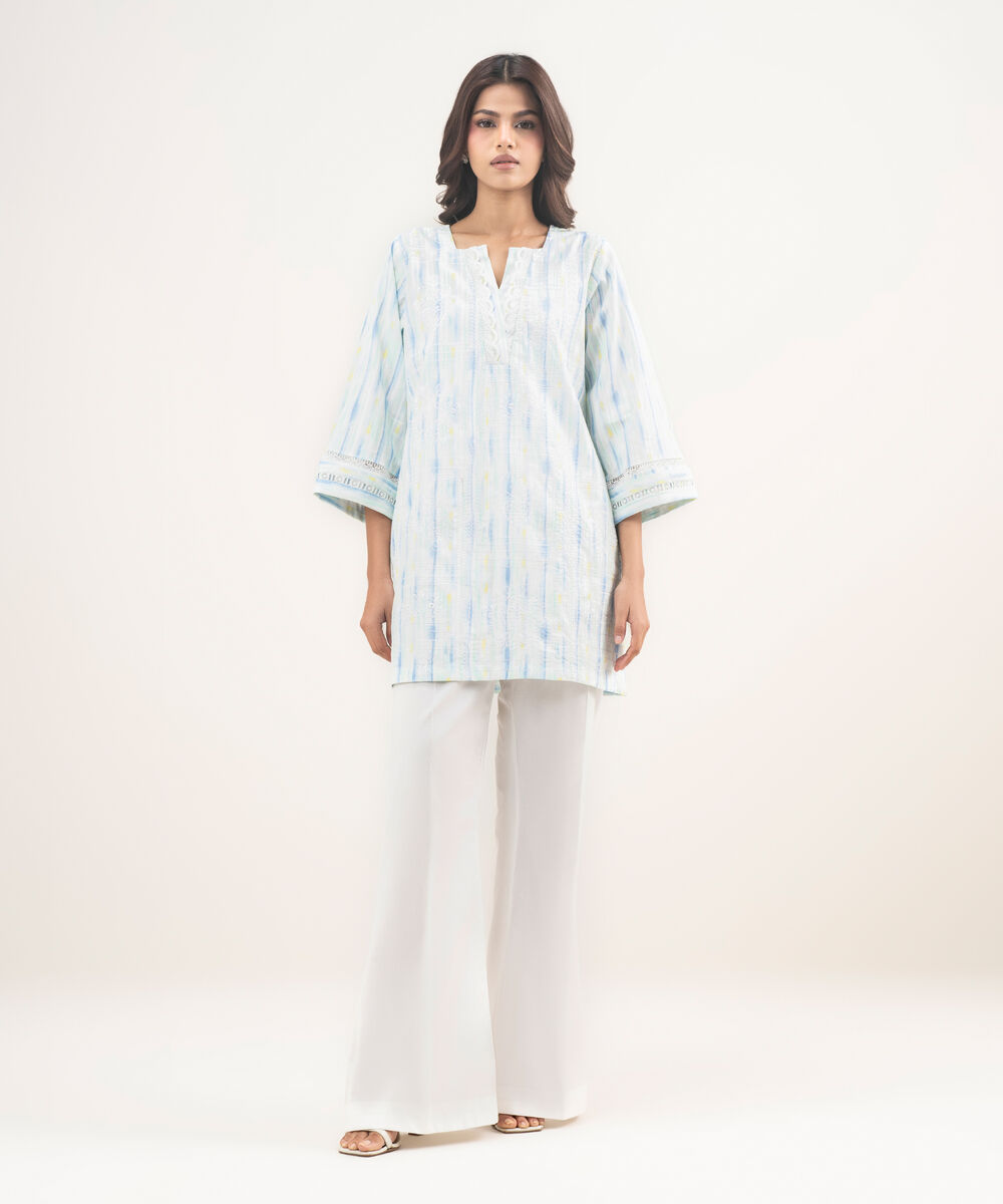 Women's RTW Leno Kara Embroidered White Straight Shirt