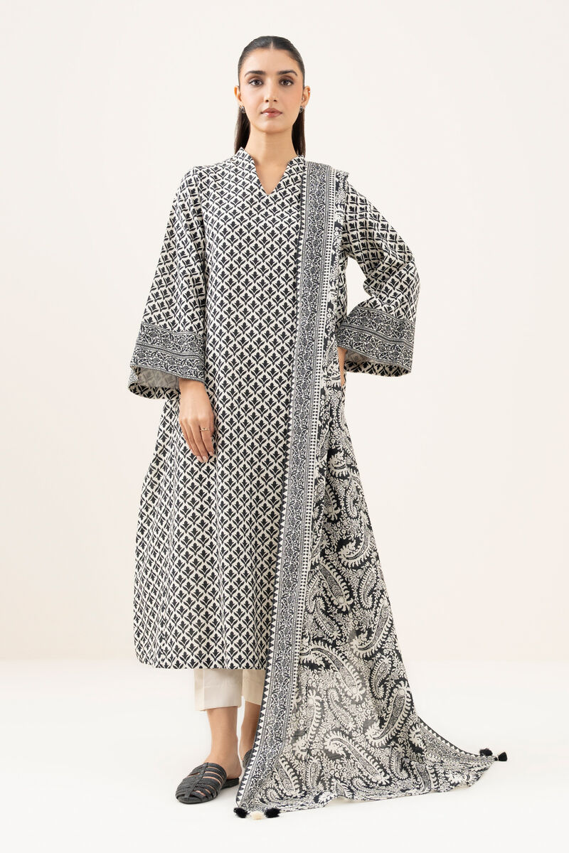 3 Piece - Printed Light Khaddar  Suit