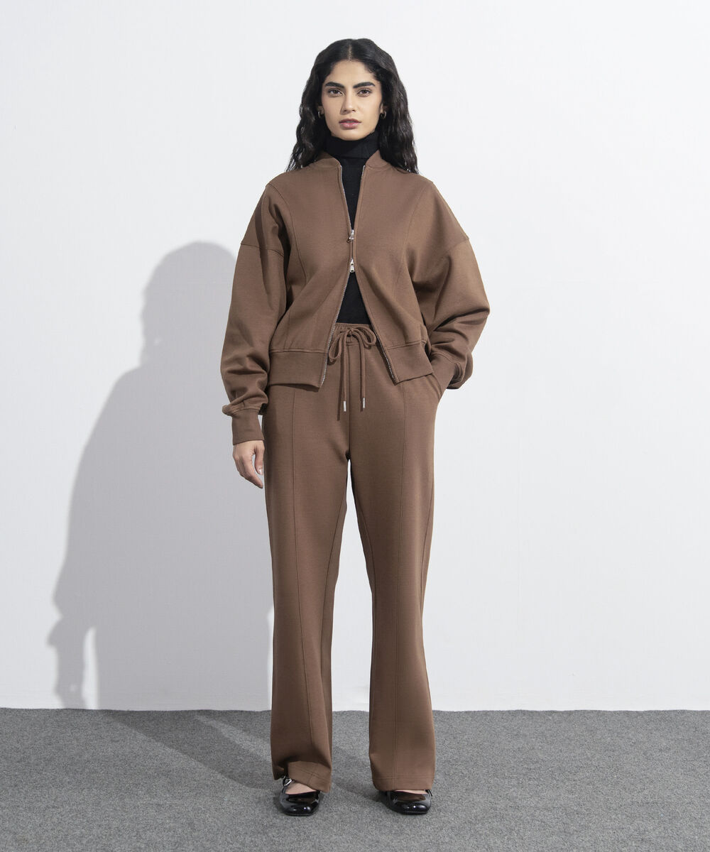 Women's Western Wear Light Brown Interlock Bomber Jacket