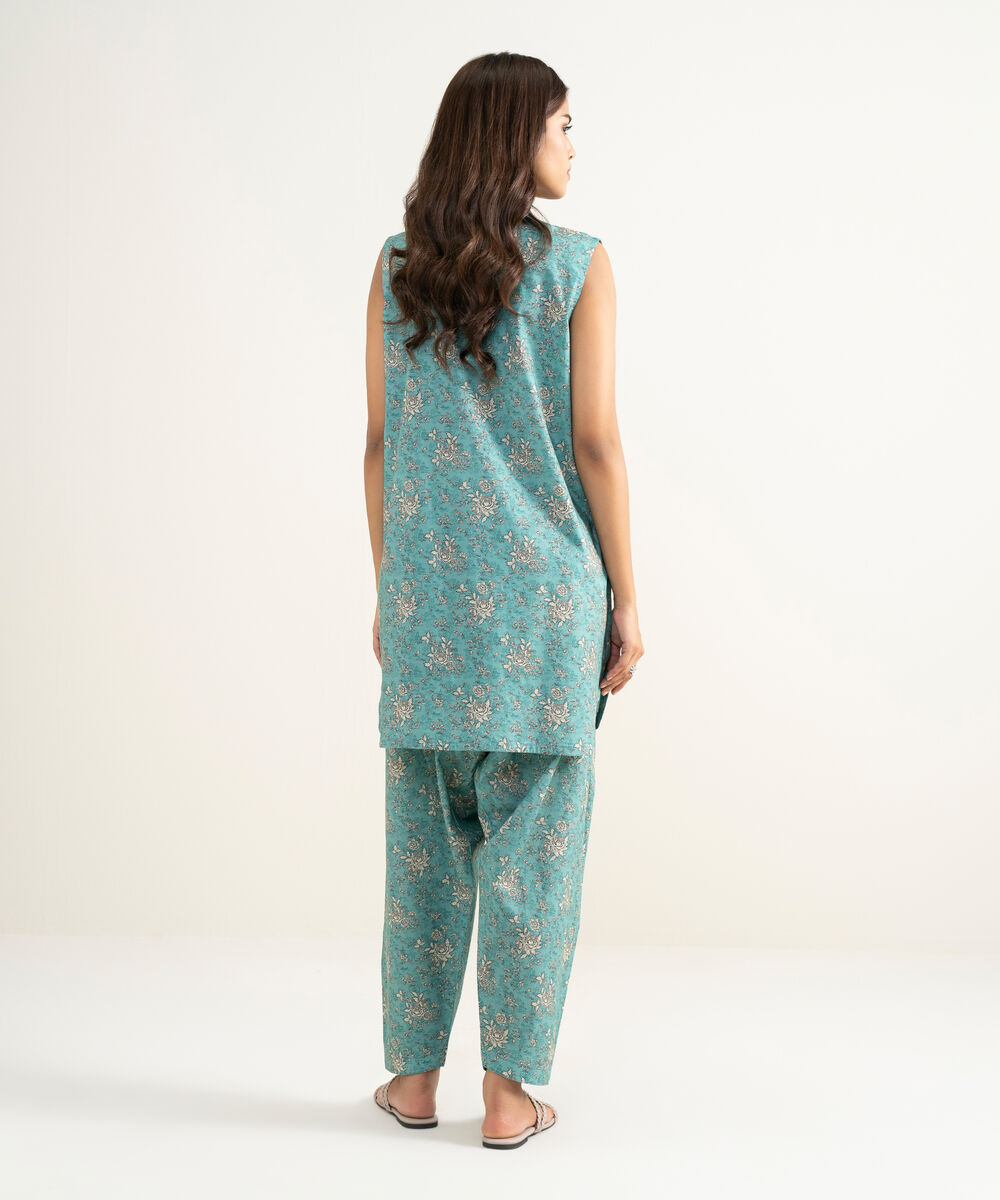 Women's RTW Cambric Printed Blue Straight Shirt