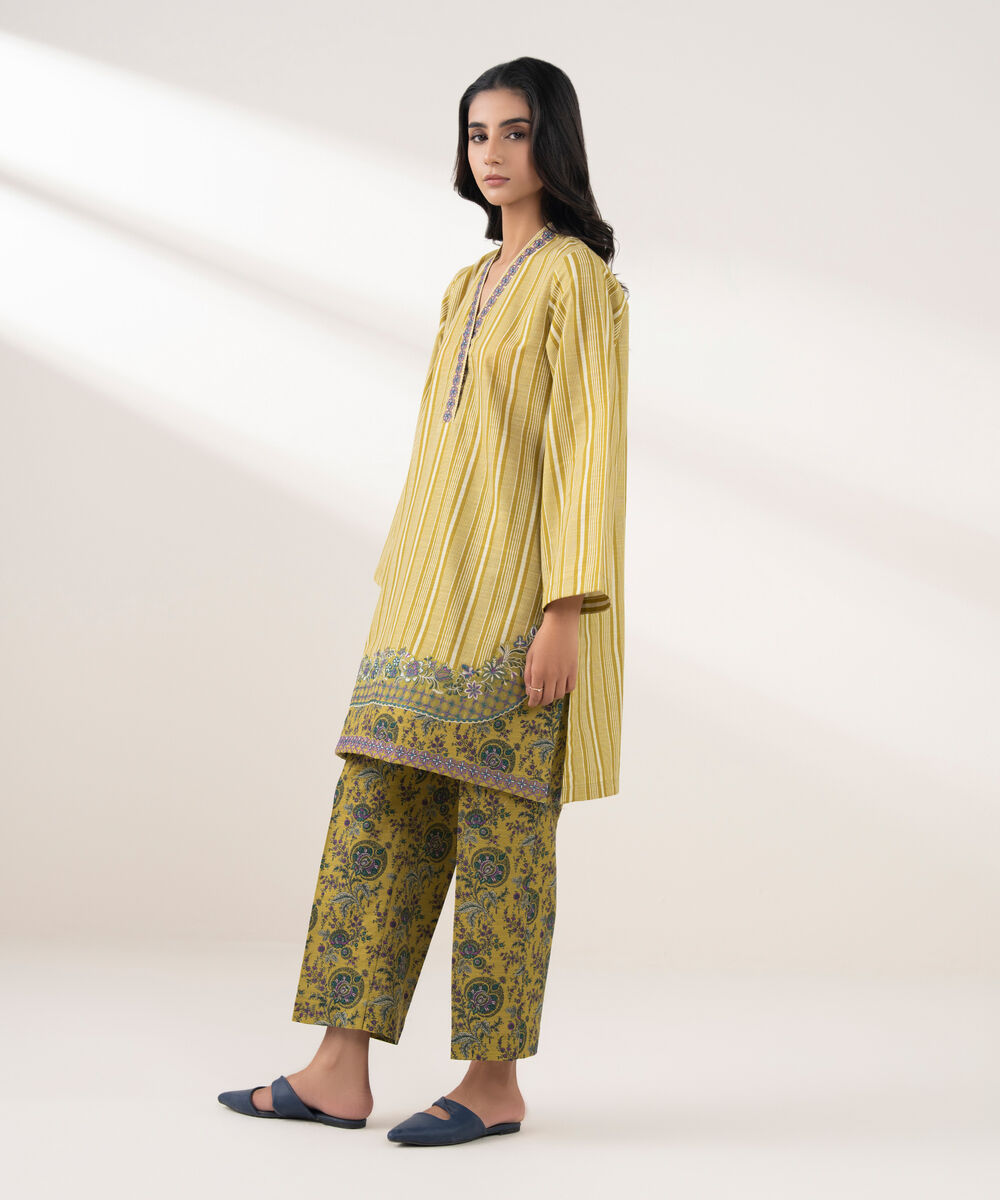 Women's RTW Khaddar Embroidered Green 2 Piece Suit