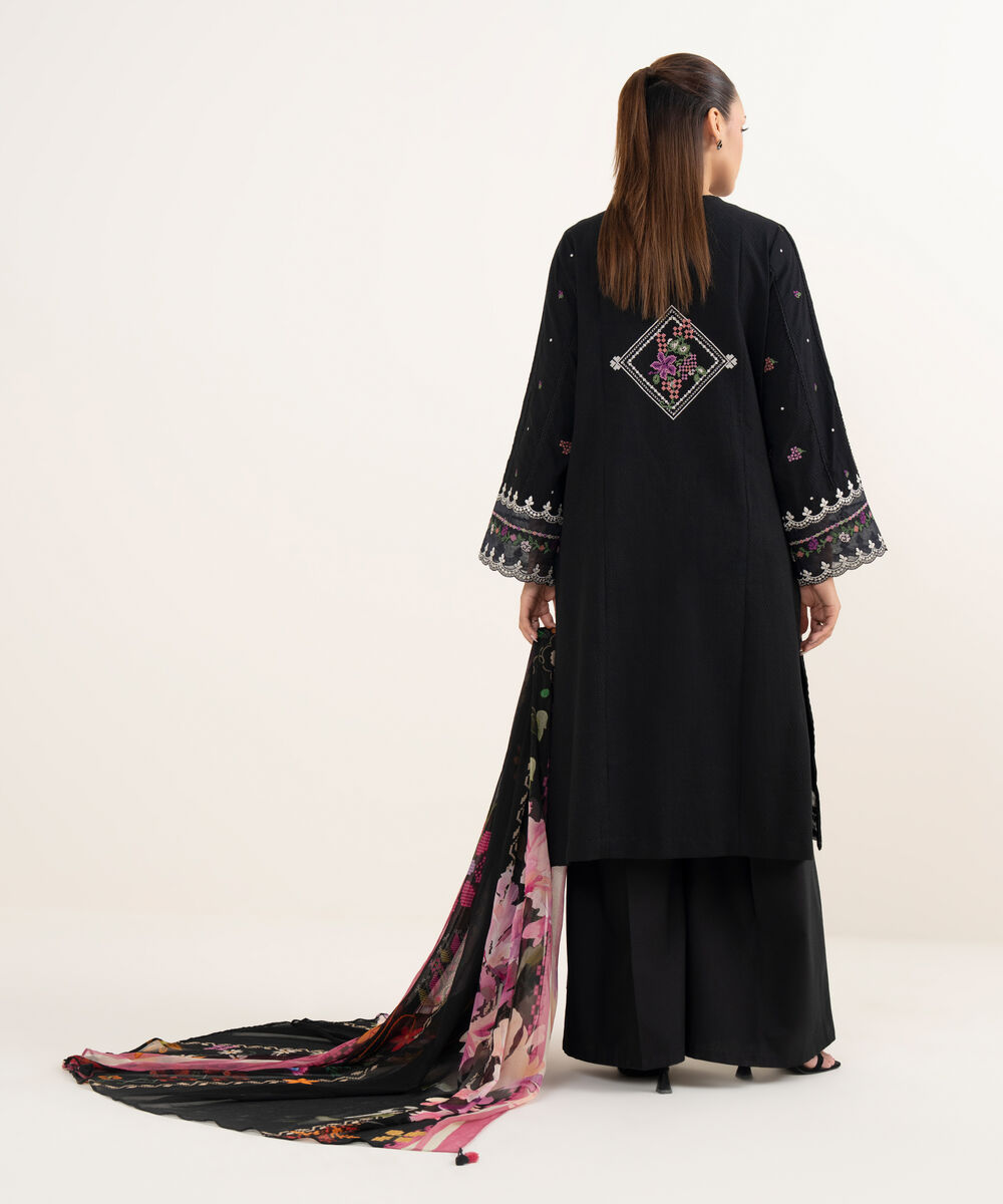 Women's Unstitched Dobby Dyed Three Piece Suit