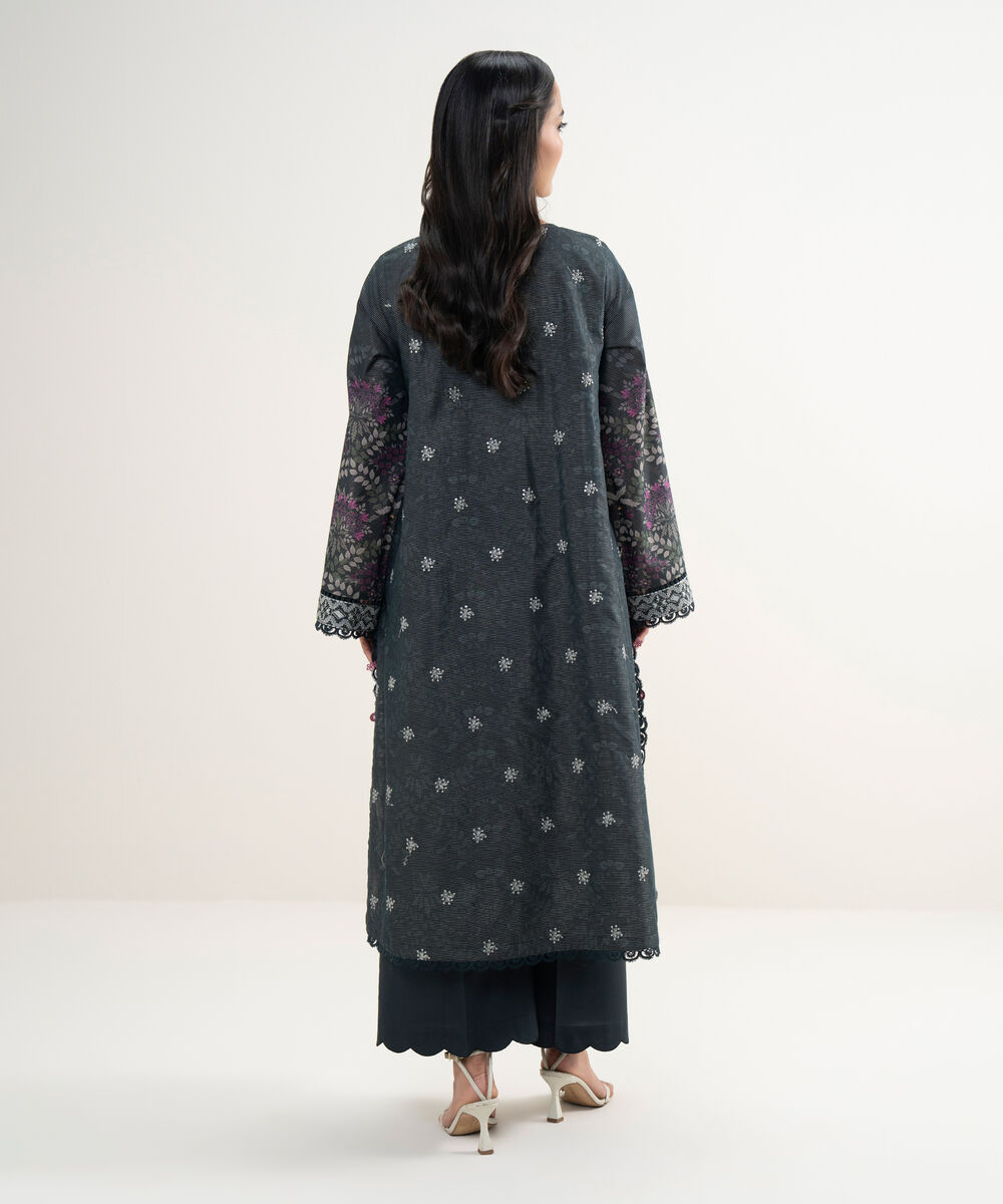 Women's RTW Zari Lawn Embroidered Black 2 Piece Suit