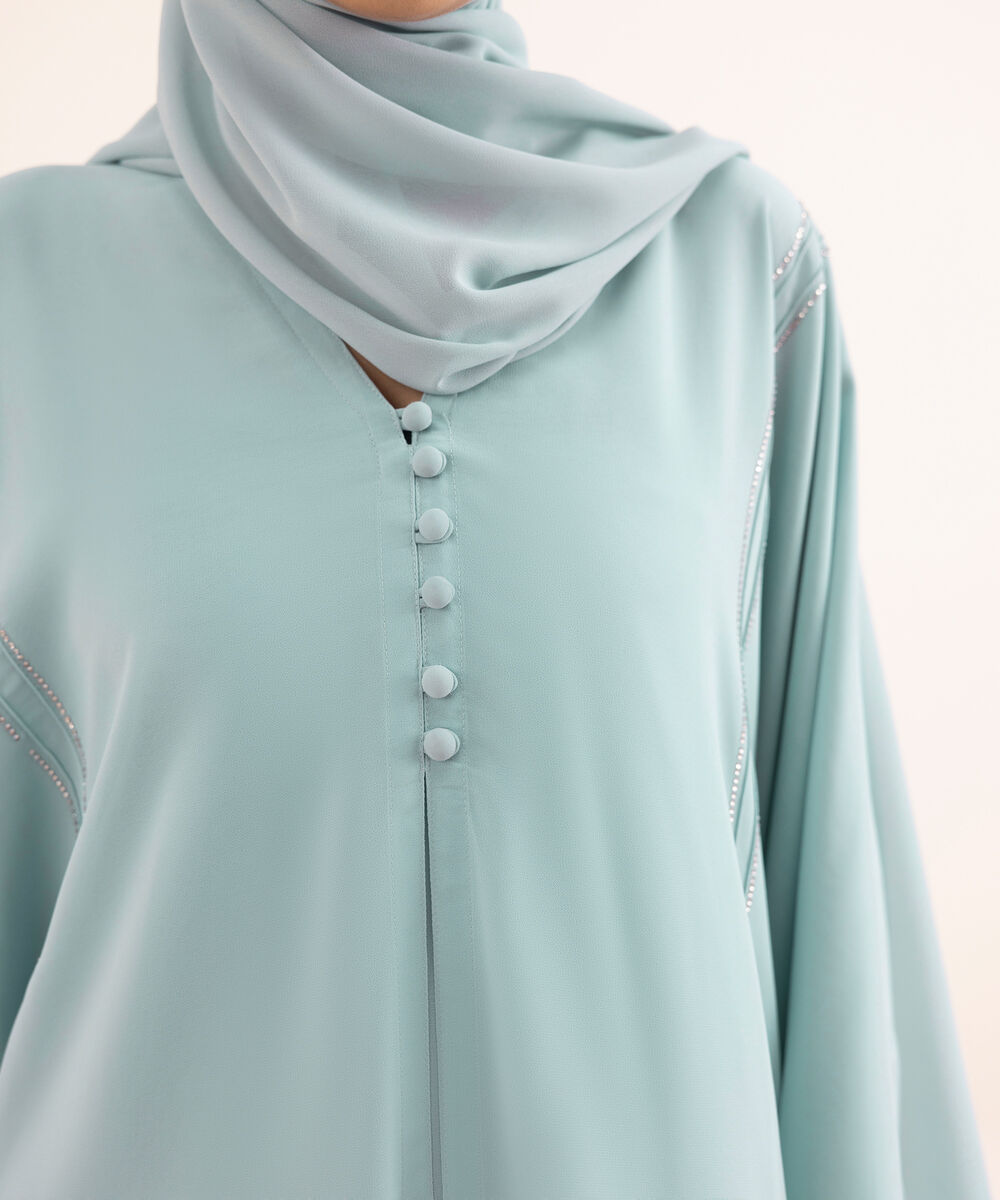 Women's Blue Nida Abaya Set