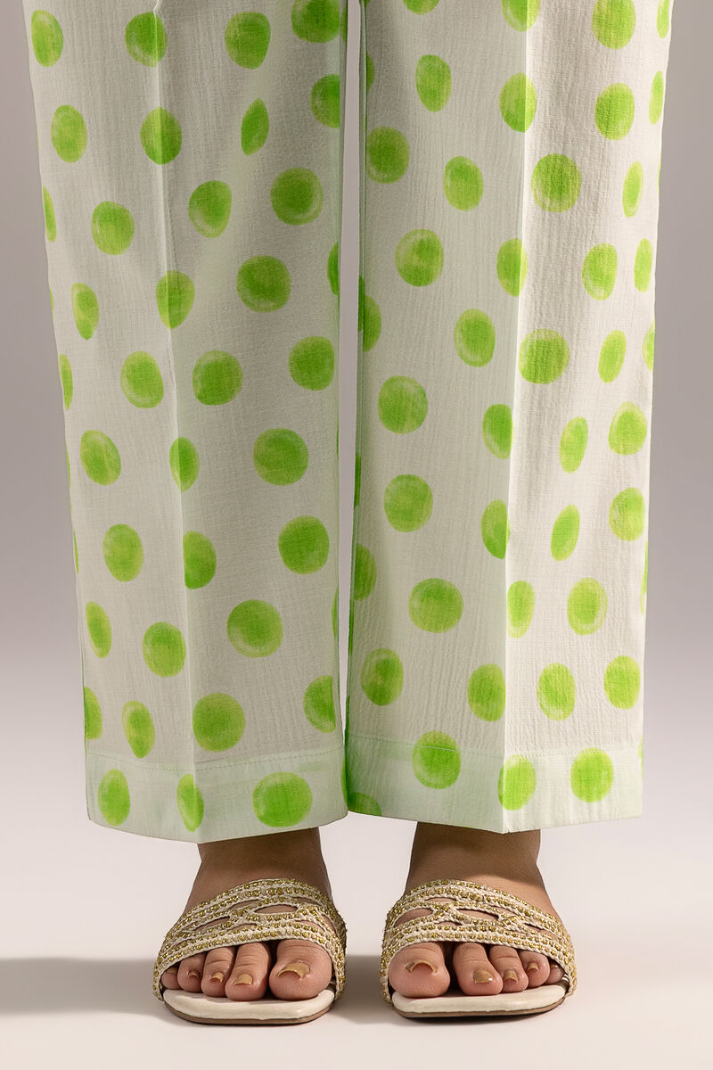 Printed Seersucker Straight Pants