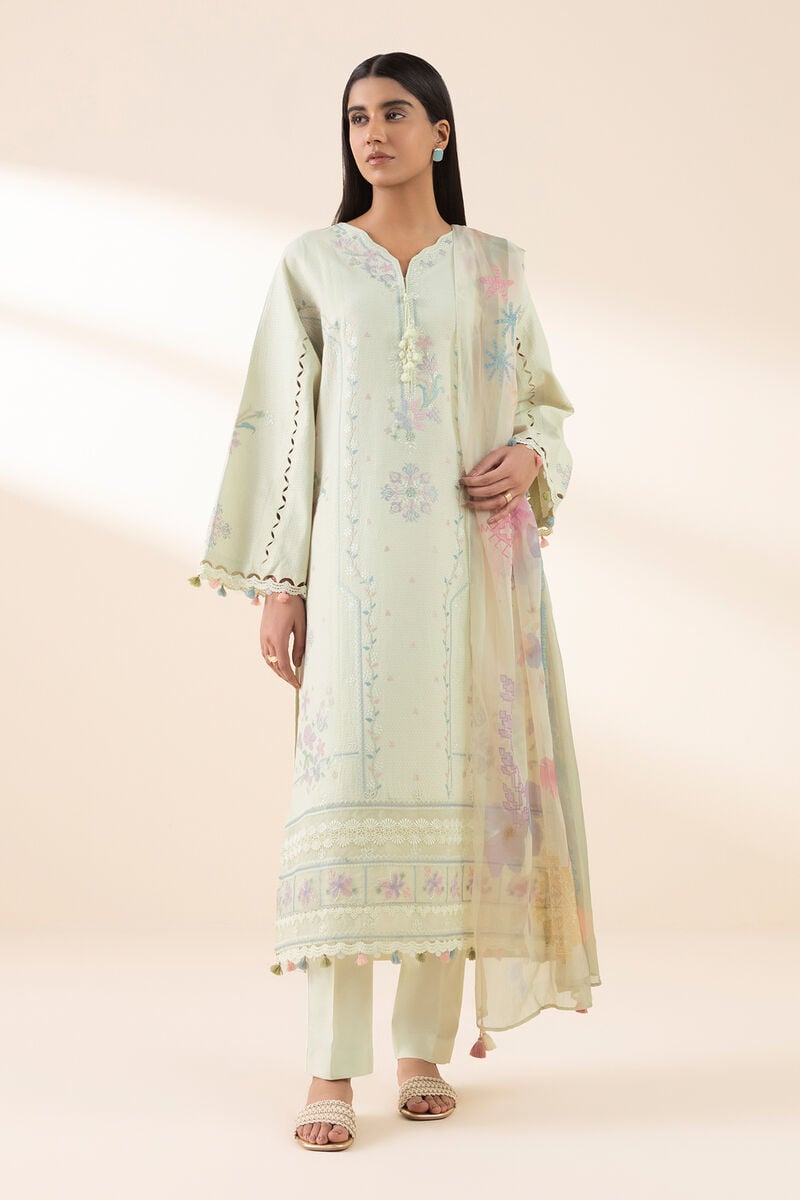 3 Piece - Embroidered Dobby Suit