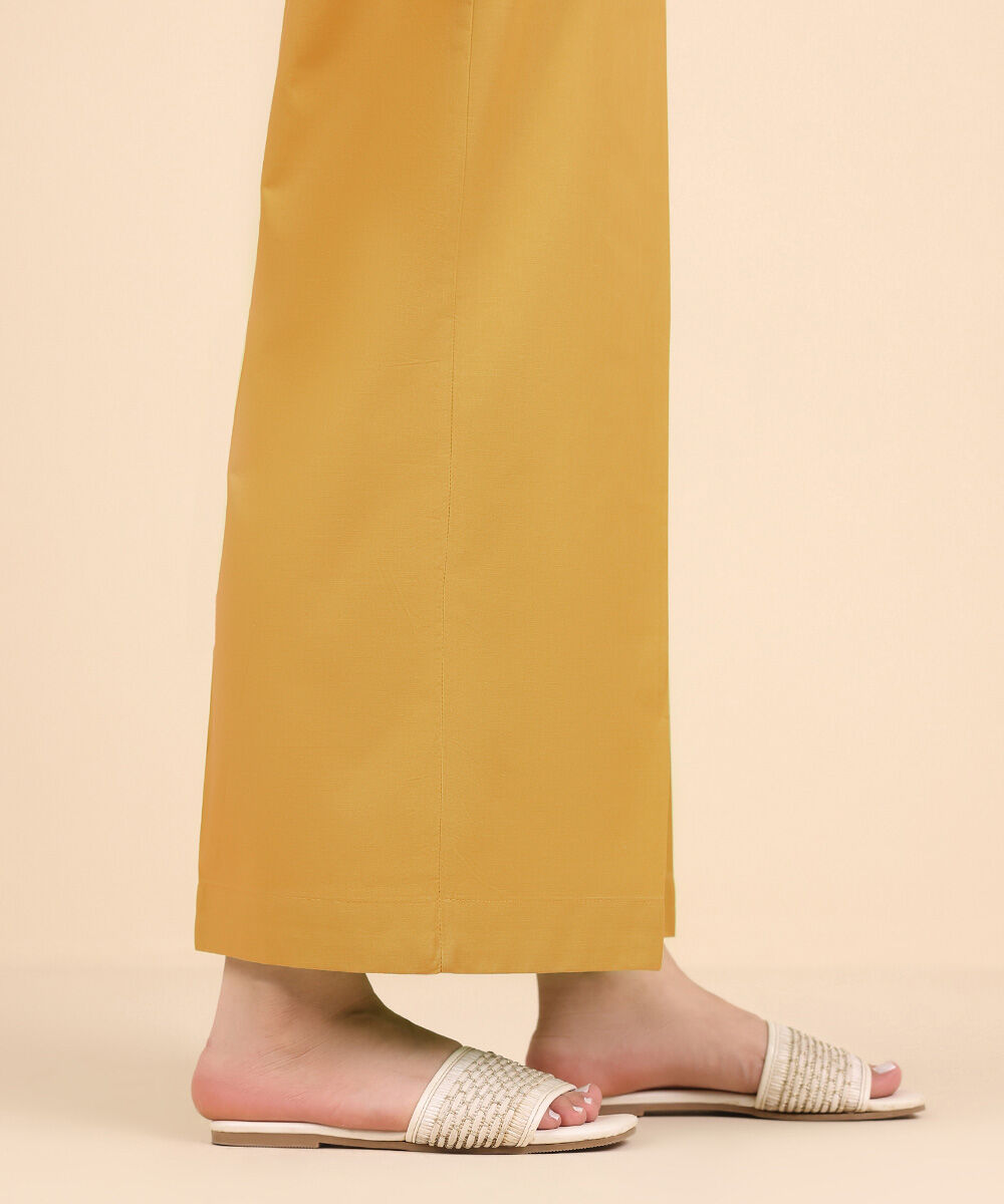 Unstitched Women's Yellow Cotton Trousers