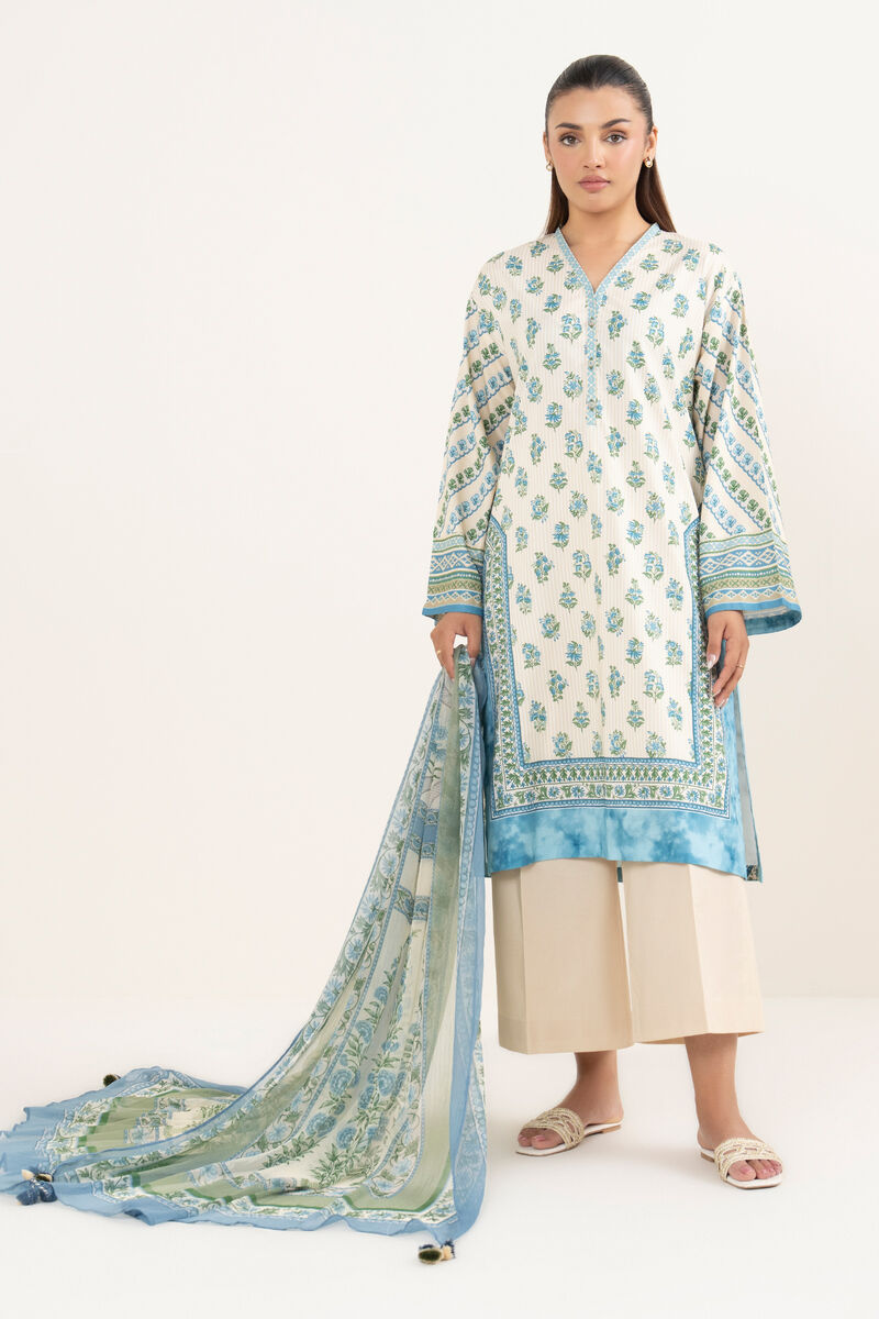 3 Piece - Printed Cotton Suit