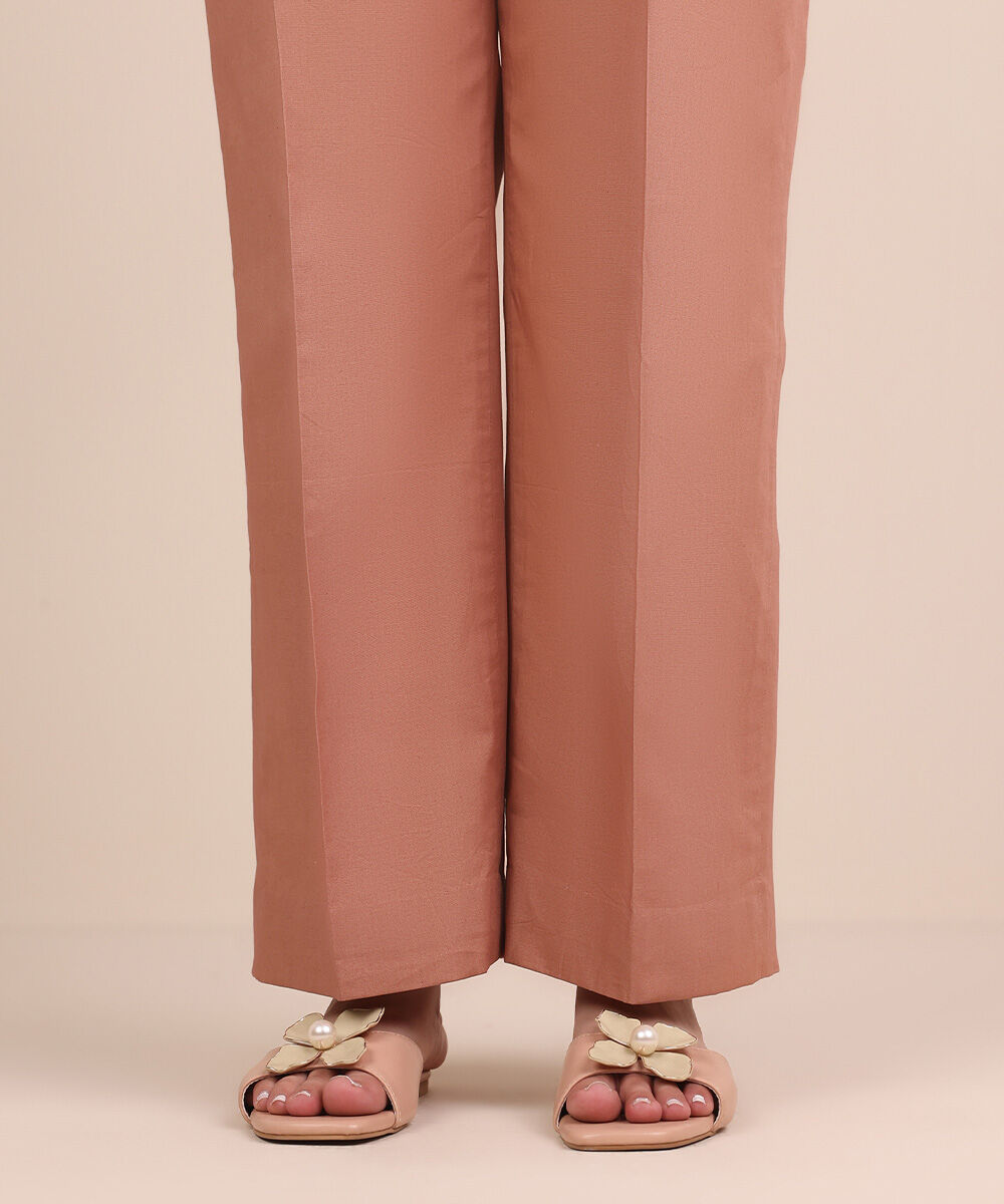 Unstitched Women's Beige Cotton Trousers