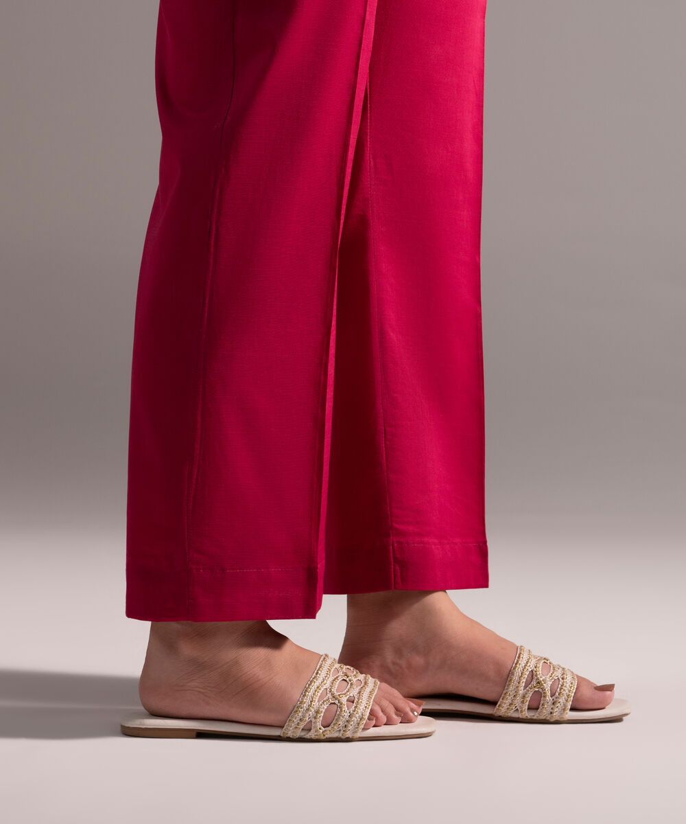 Women's RTW Crosshatch Solid Pink Straight Pants