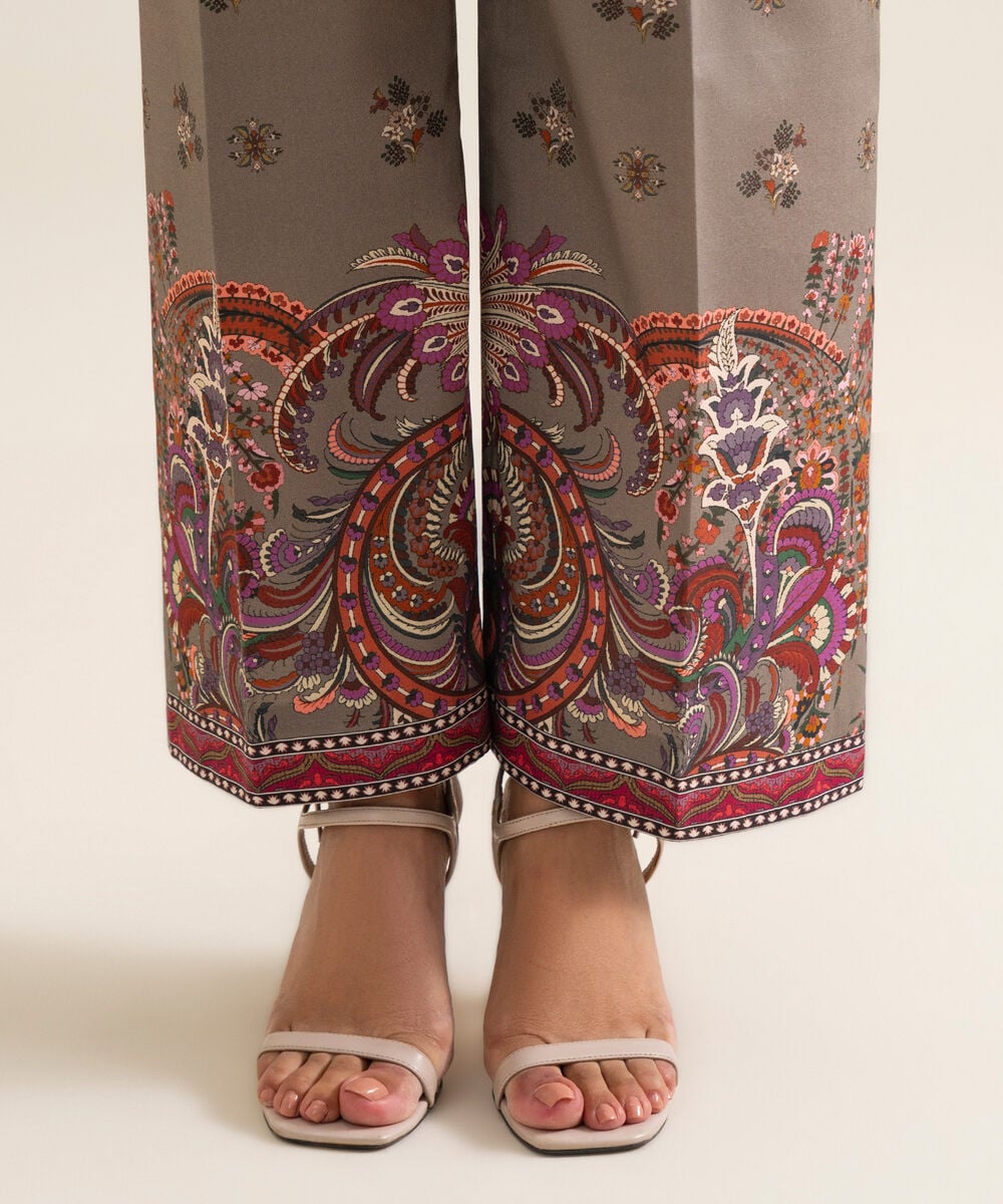 Women's Unstitched Blended Chiffon Printed Grey & Multi 3 Piece Suit