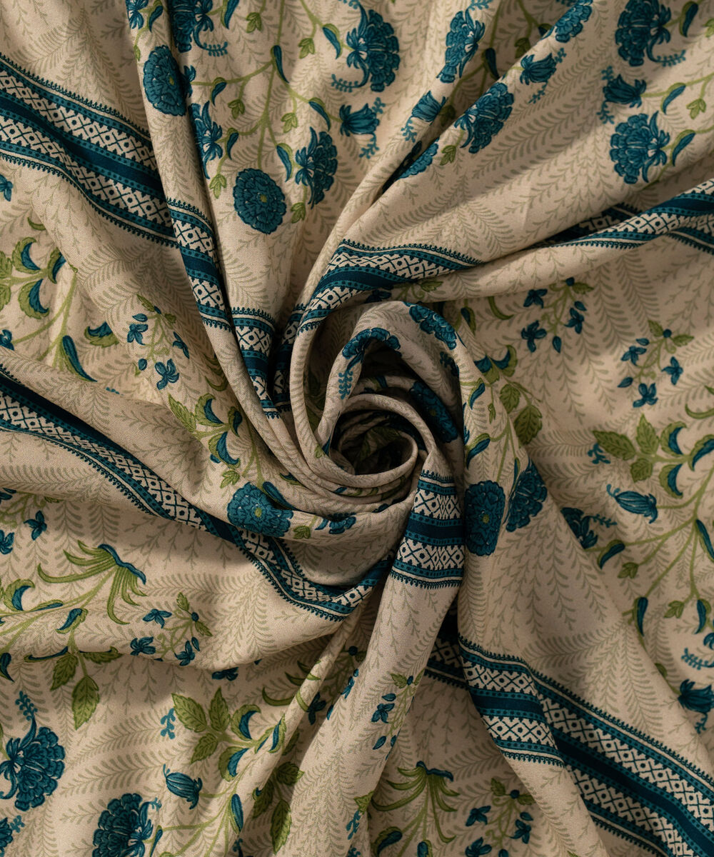 Women's RTW Viscose Linen Printed Off White Dupatta