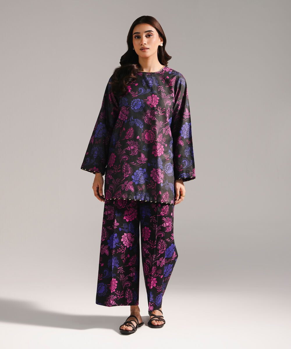 Women's RTW Zari Lawn Printed Black 2 Piece Suit