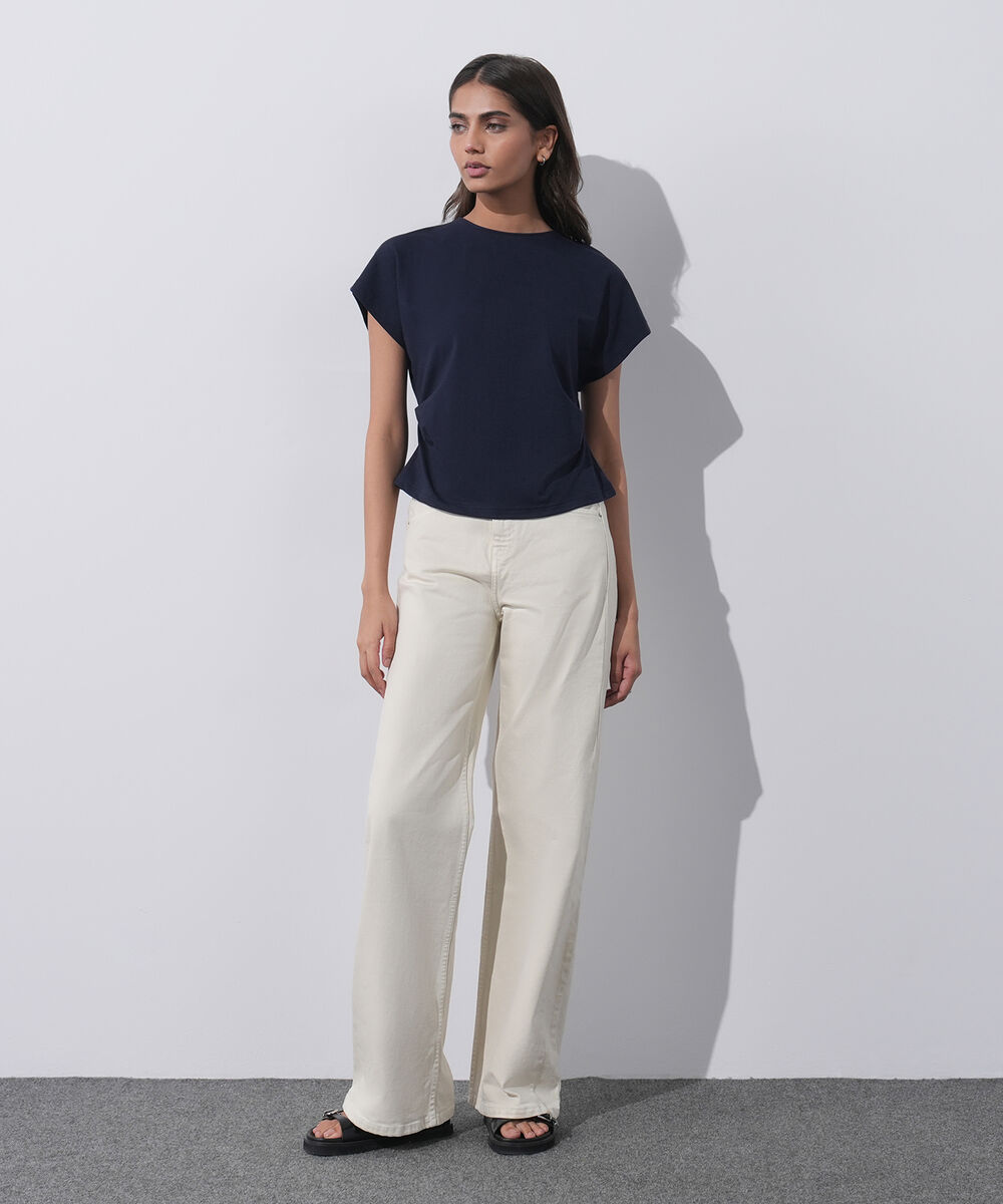 Women's Western Wear Blue Short Sleeve Kimono T-Shirt