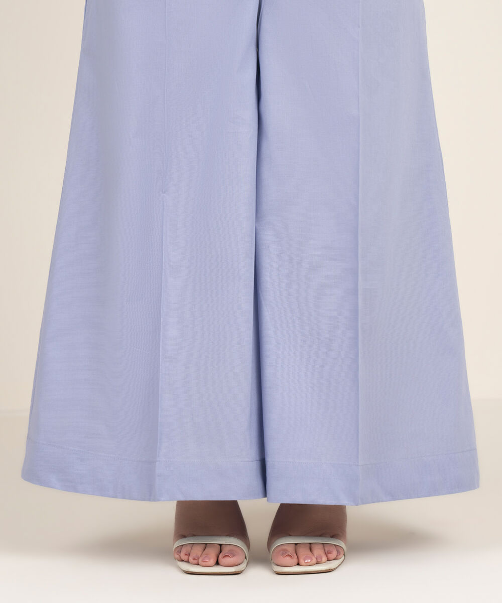 Women's RTW Cambric Solid Blue Sharara