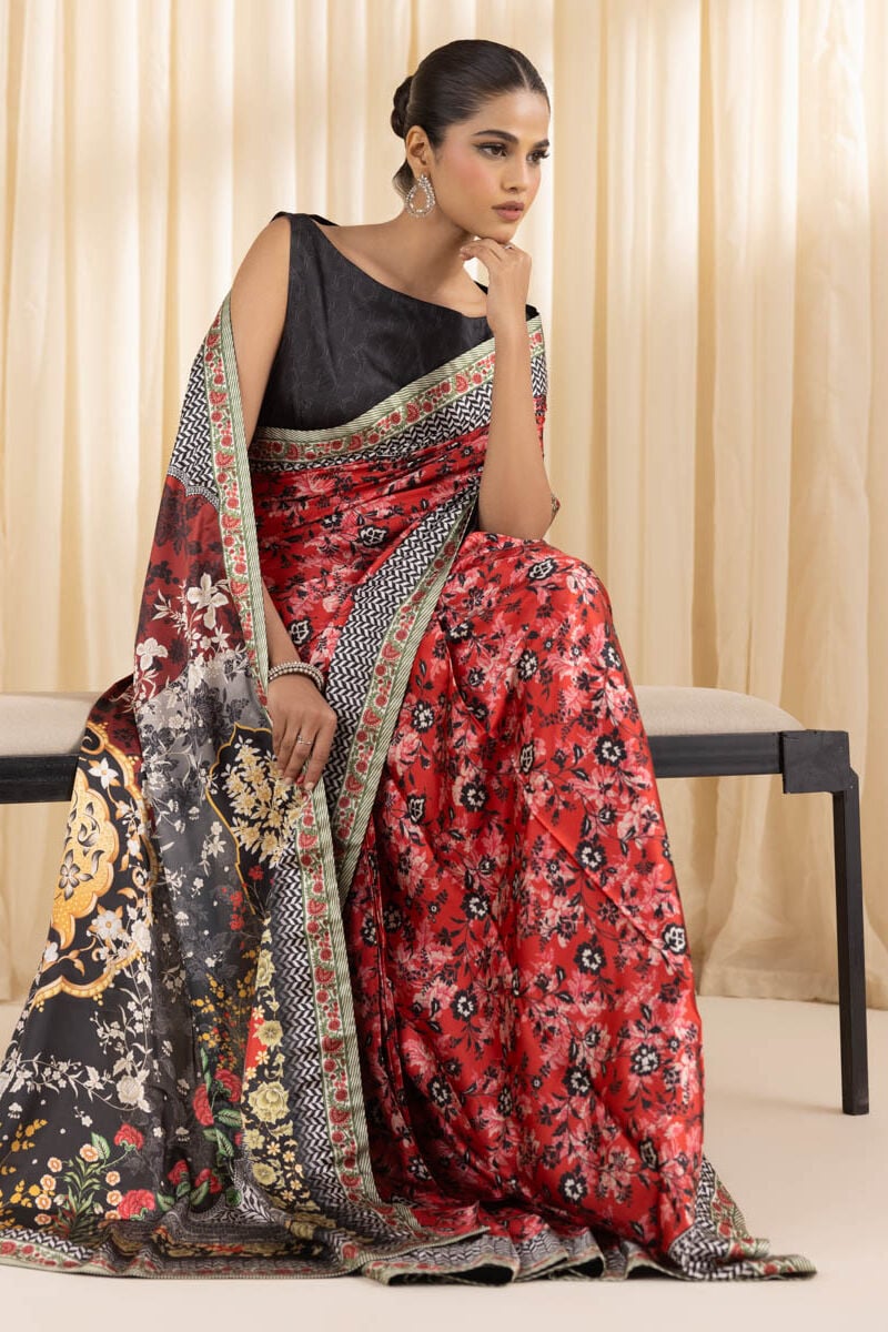 Printed Satin Saree