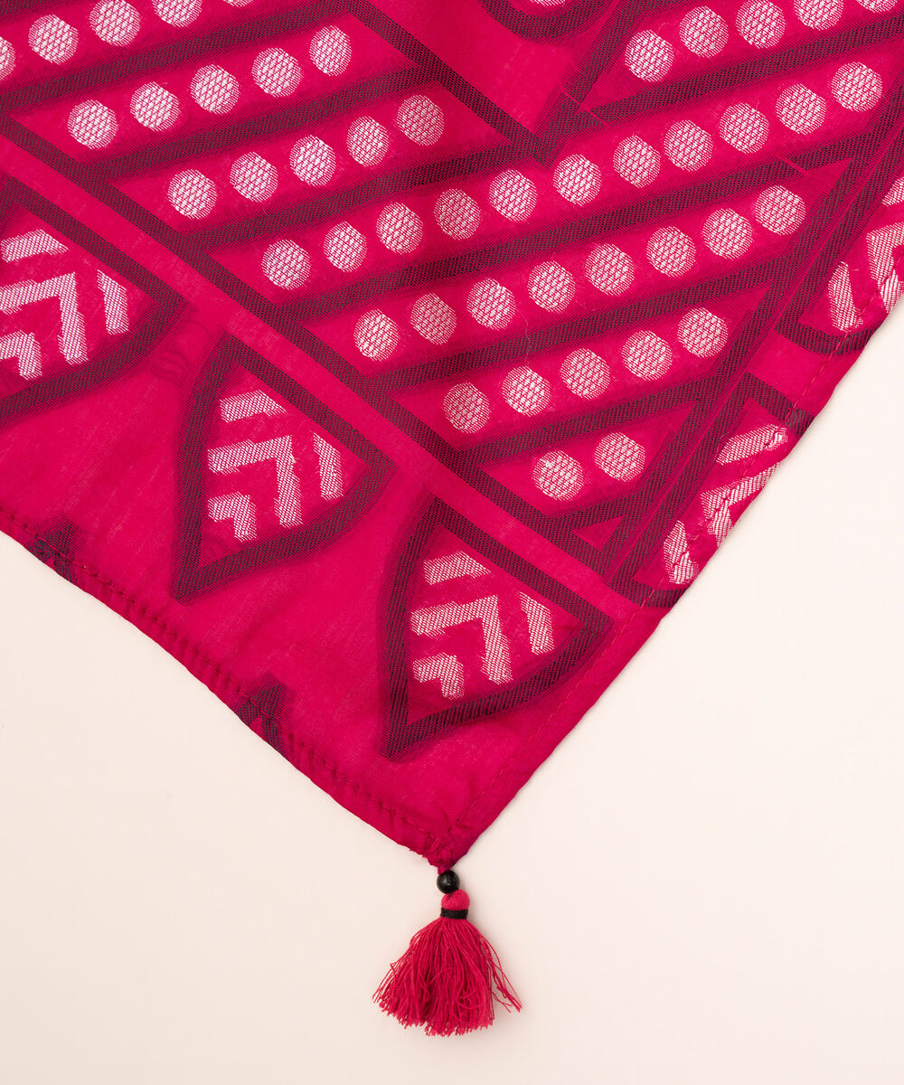 Extra Weft Jacquard Pink Solid Dupatta