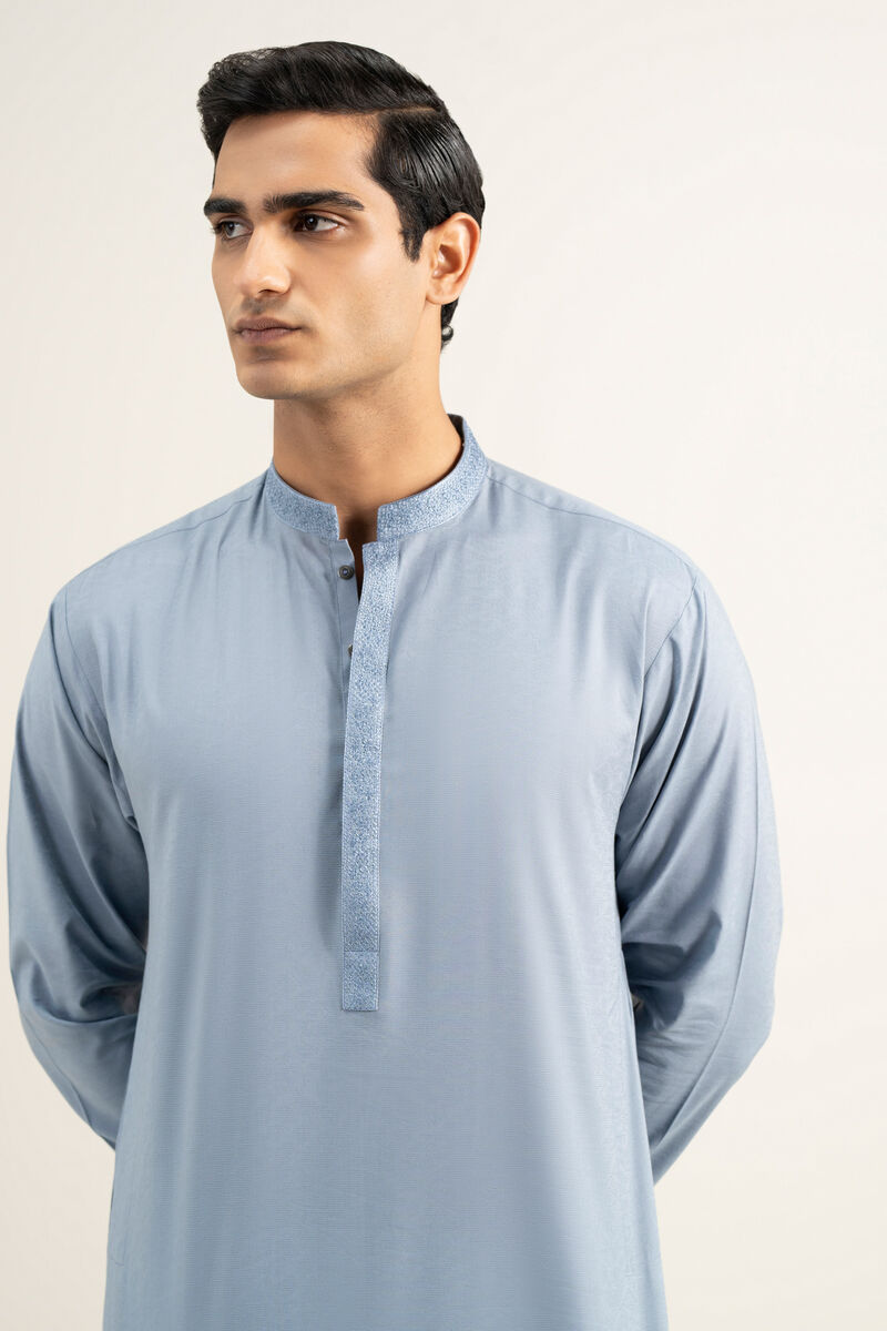 Embroidered Cotton Jacquard Kurta