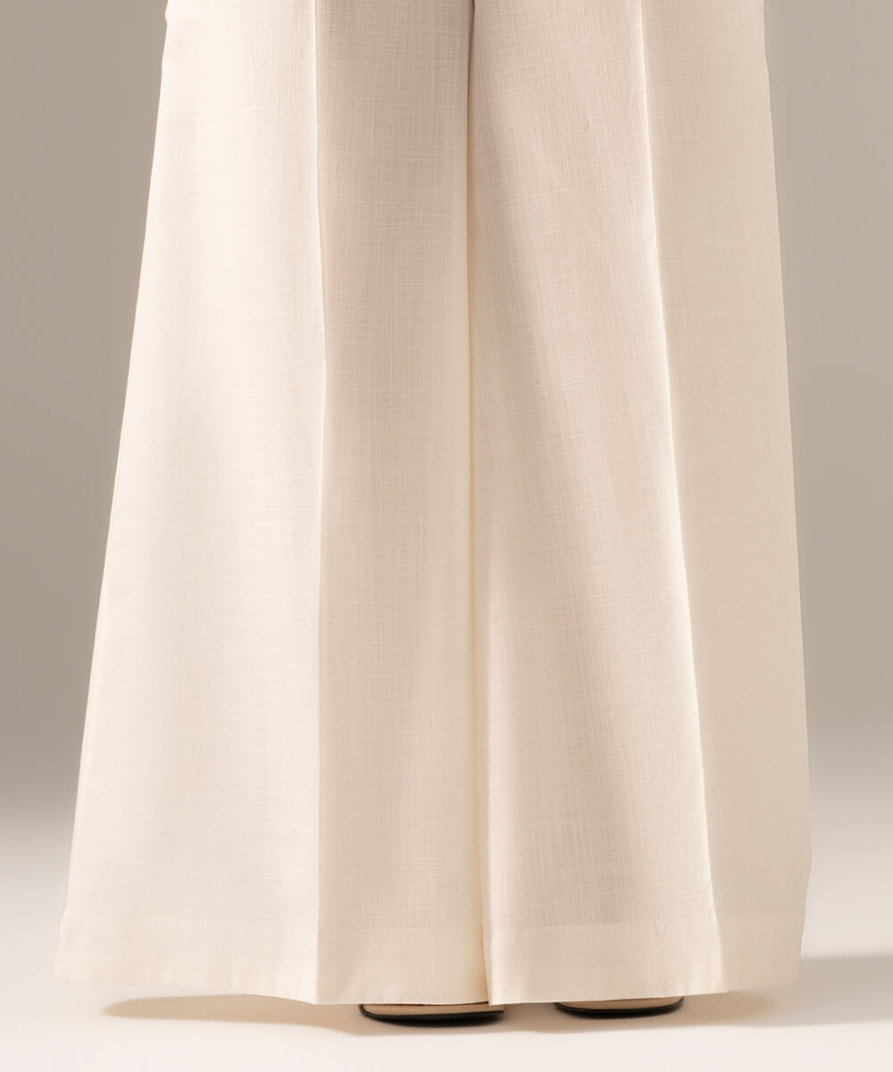 Women's RTW Crosshatch Solid Blue Flared Pants