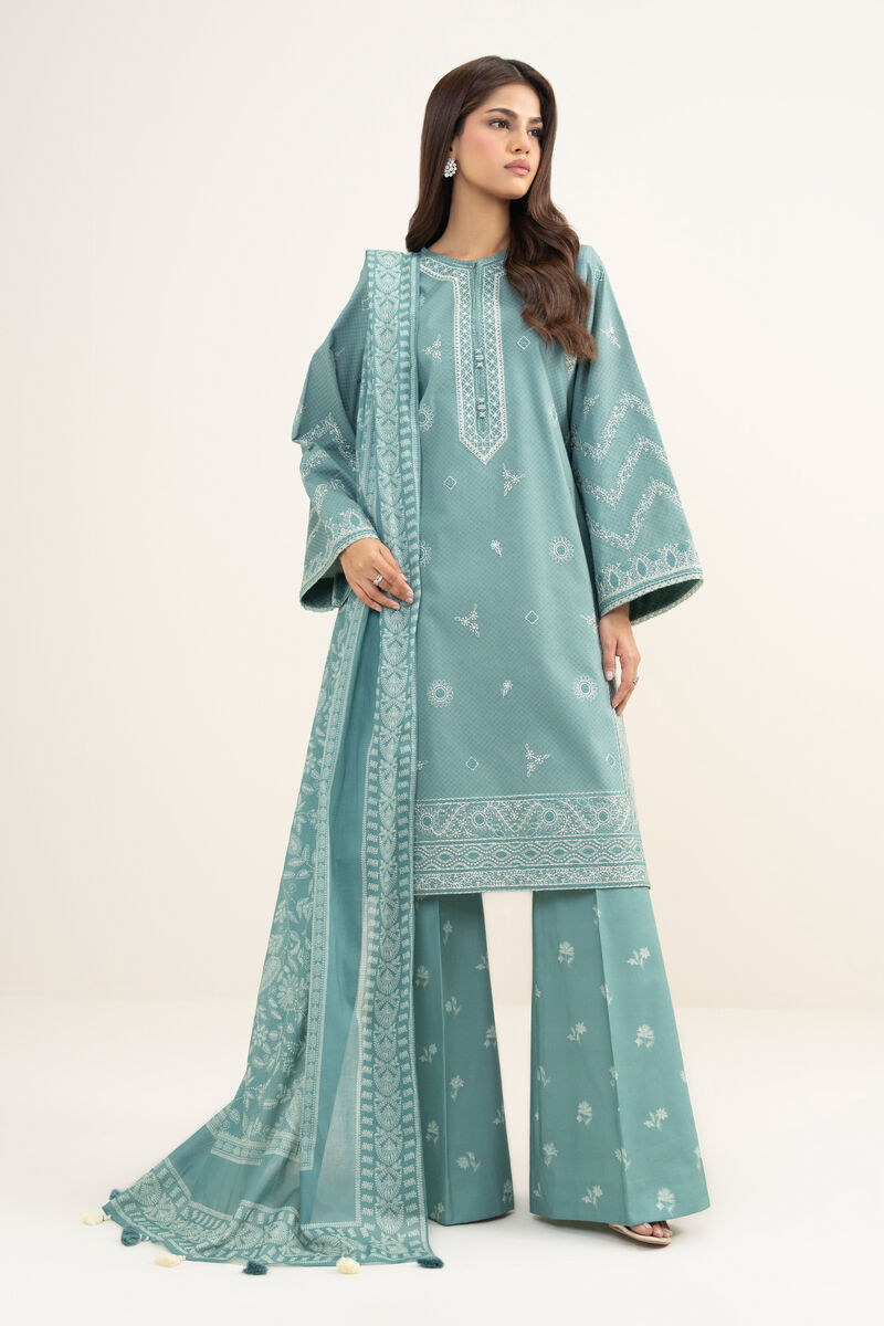 3 Piece - Embroidered Dobby Suit