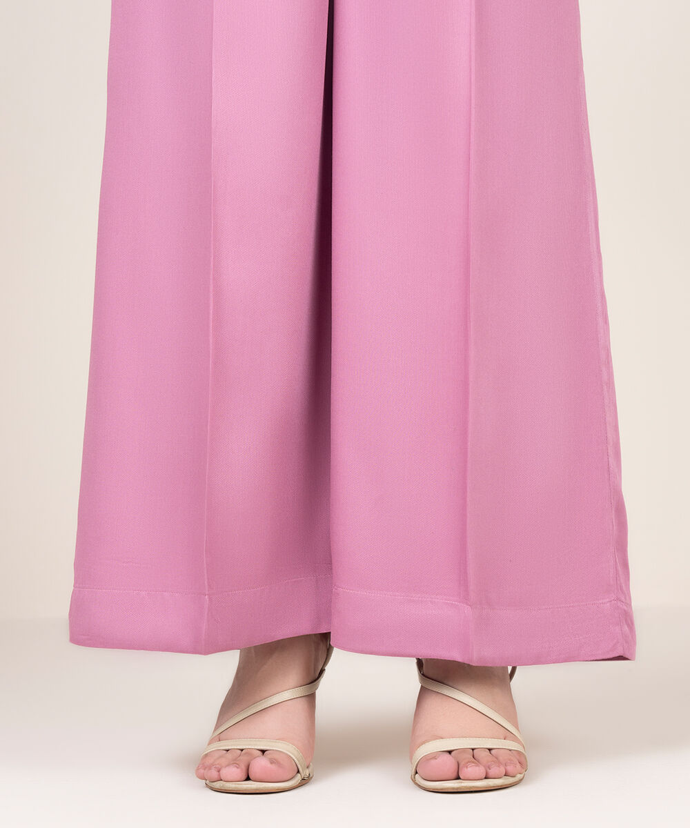 Women's RTW Bedford Solid Pink Flared Pants