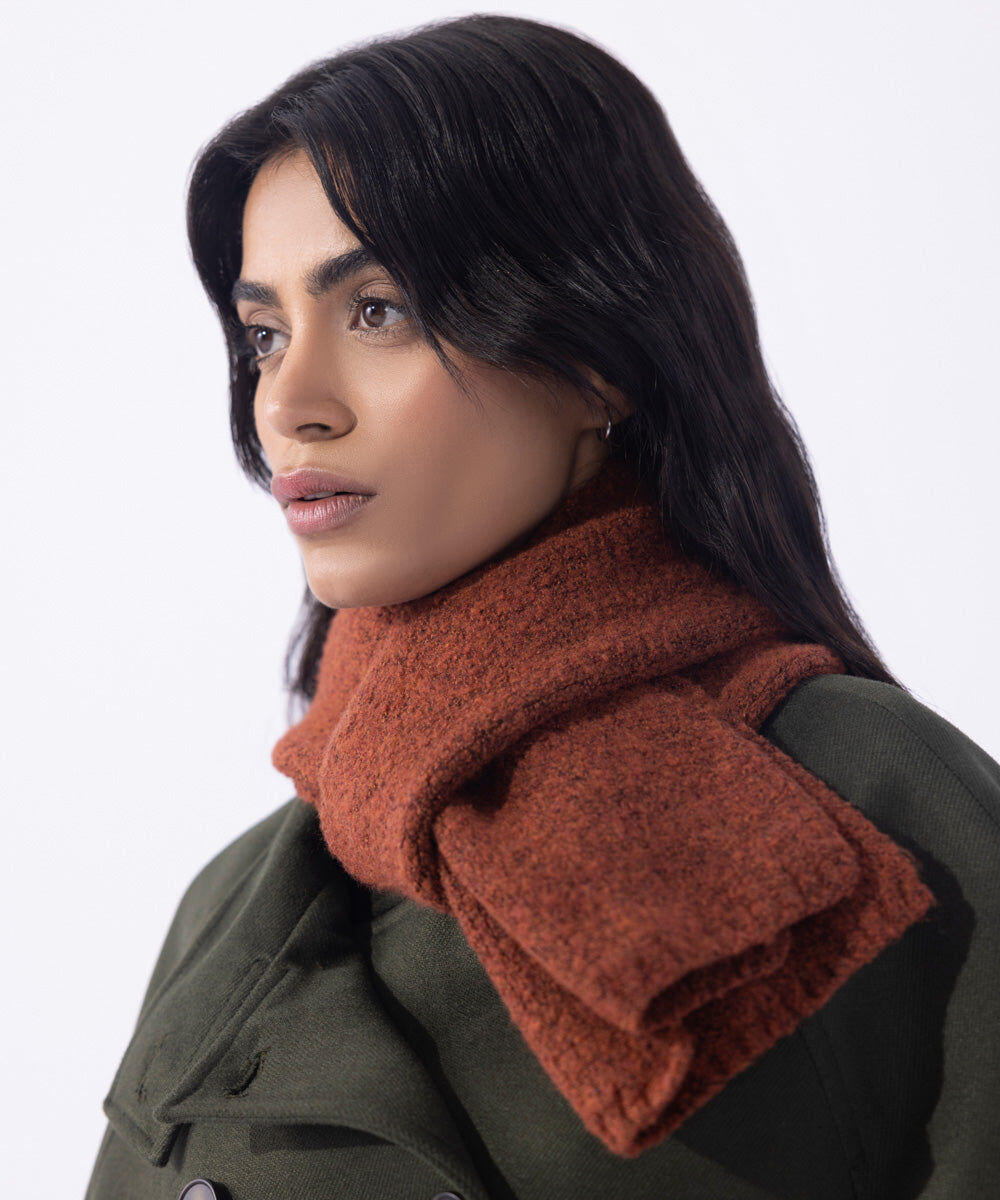 Woman - Brown Knitted Scarf