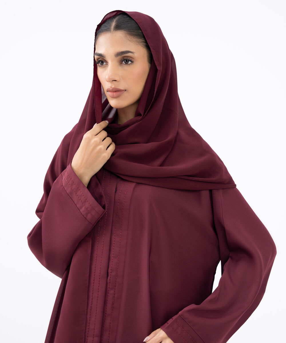 Women's Maroon Polyester Hijab