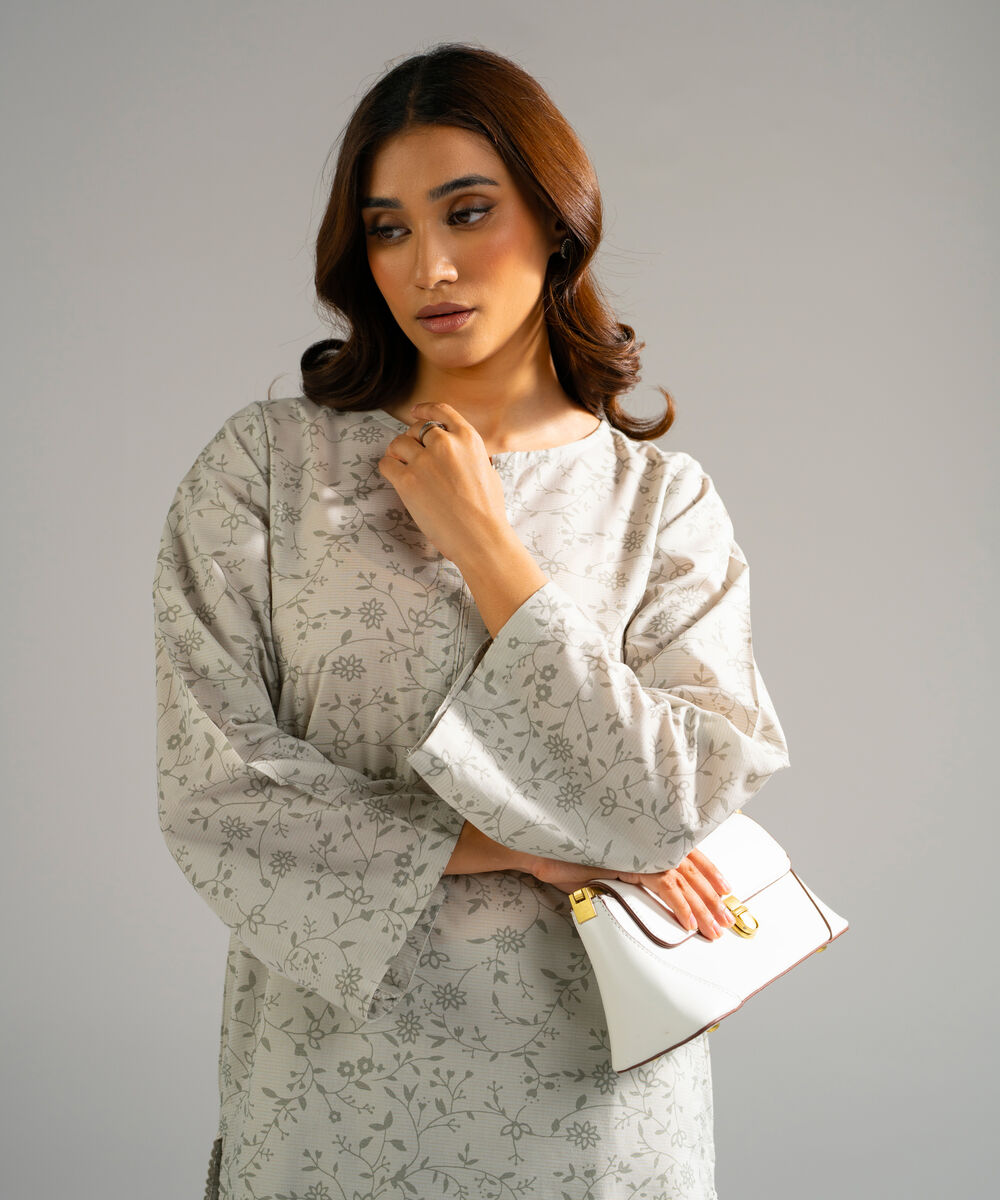 Women's RTW Zari Lawn Embroidered Grey 2 Piece Suit