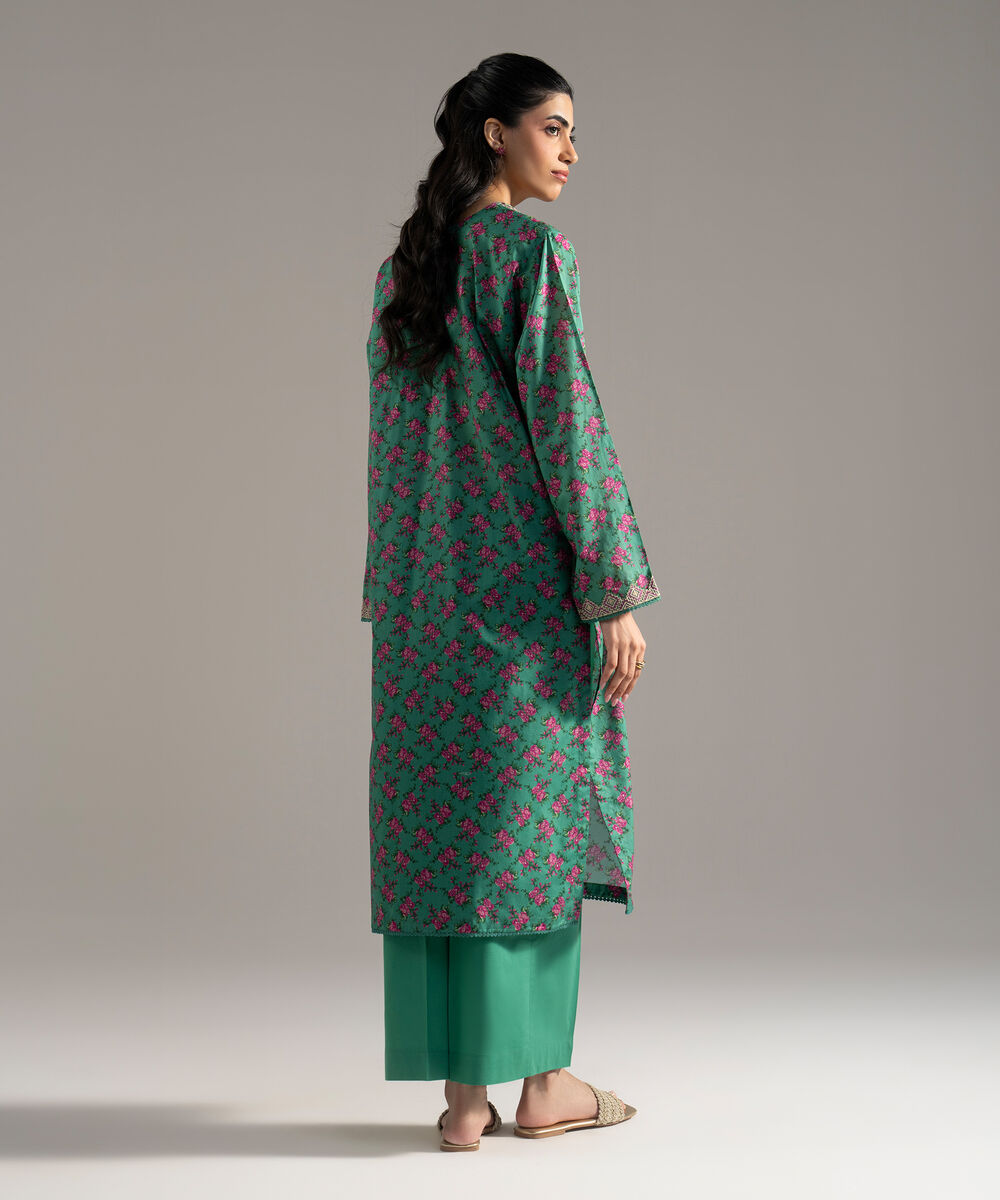 Women's RTW Lawn Printed Embroidered Green 2 Piece Suit