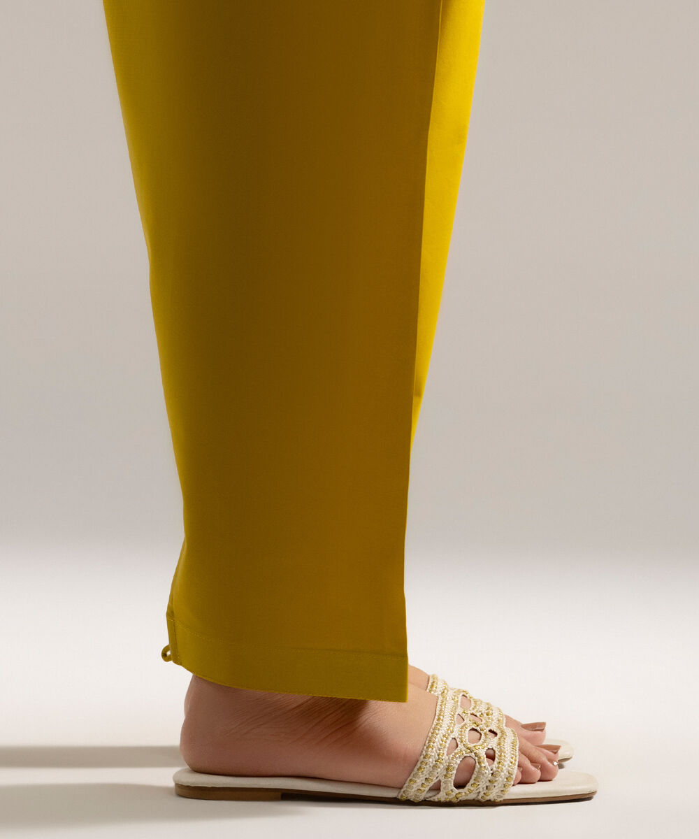 Women's RTW Cambric Solid Yellow Shalwar