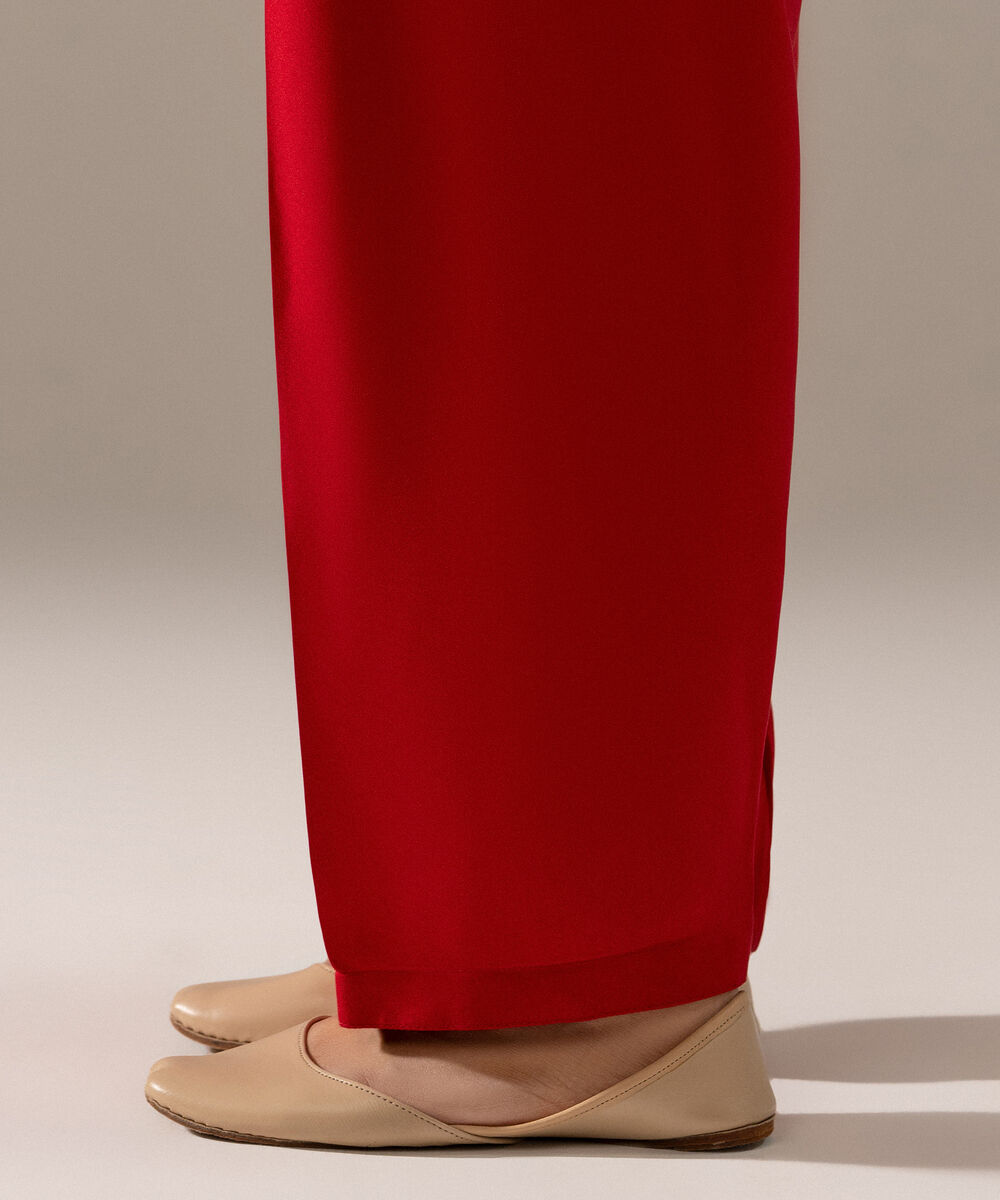 Women's RTW Viscose Marina Solid Red Shalwar