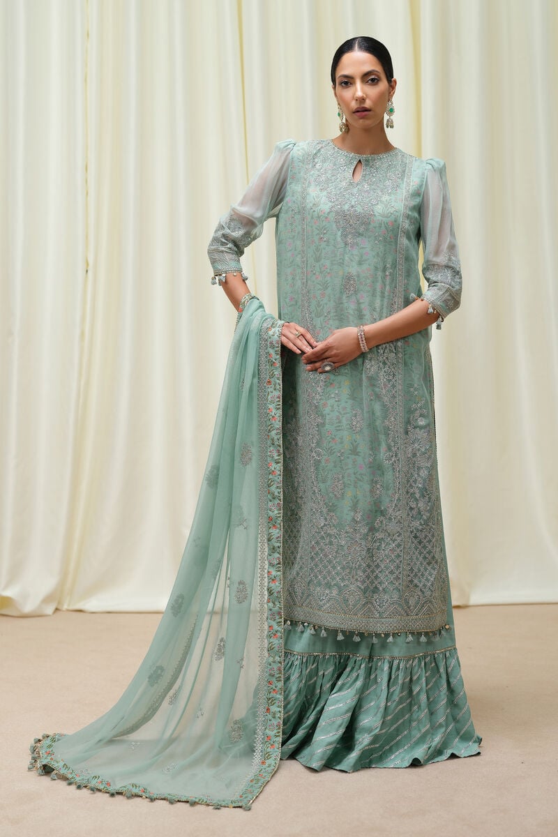 3 Piece - Embroidered Chiffon Suit