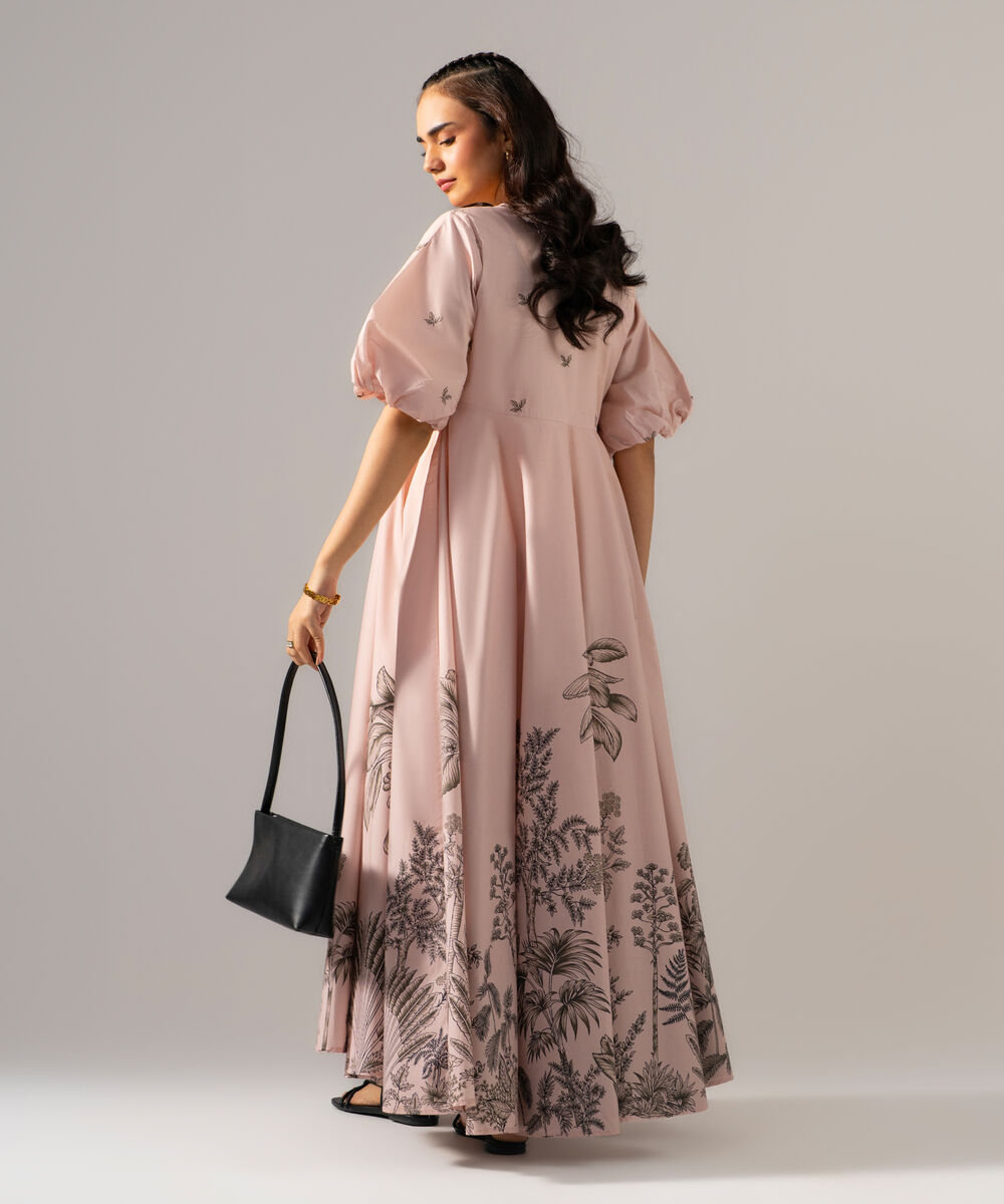 Women's RTW Poplin Printed Pink Dress