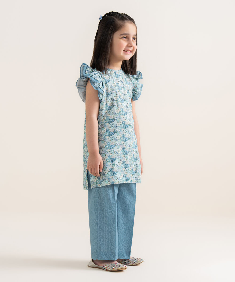 Girls Two Piece Printed Arabic Lawn Suit