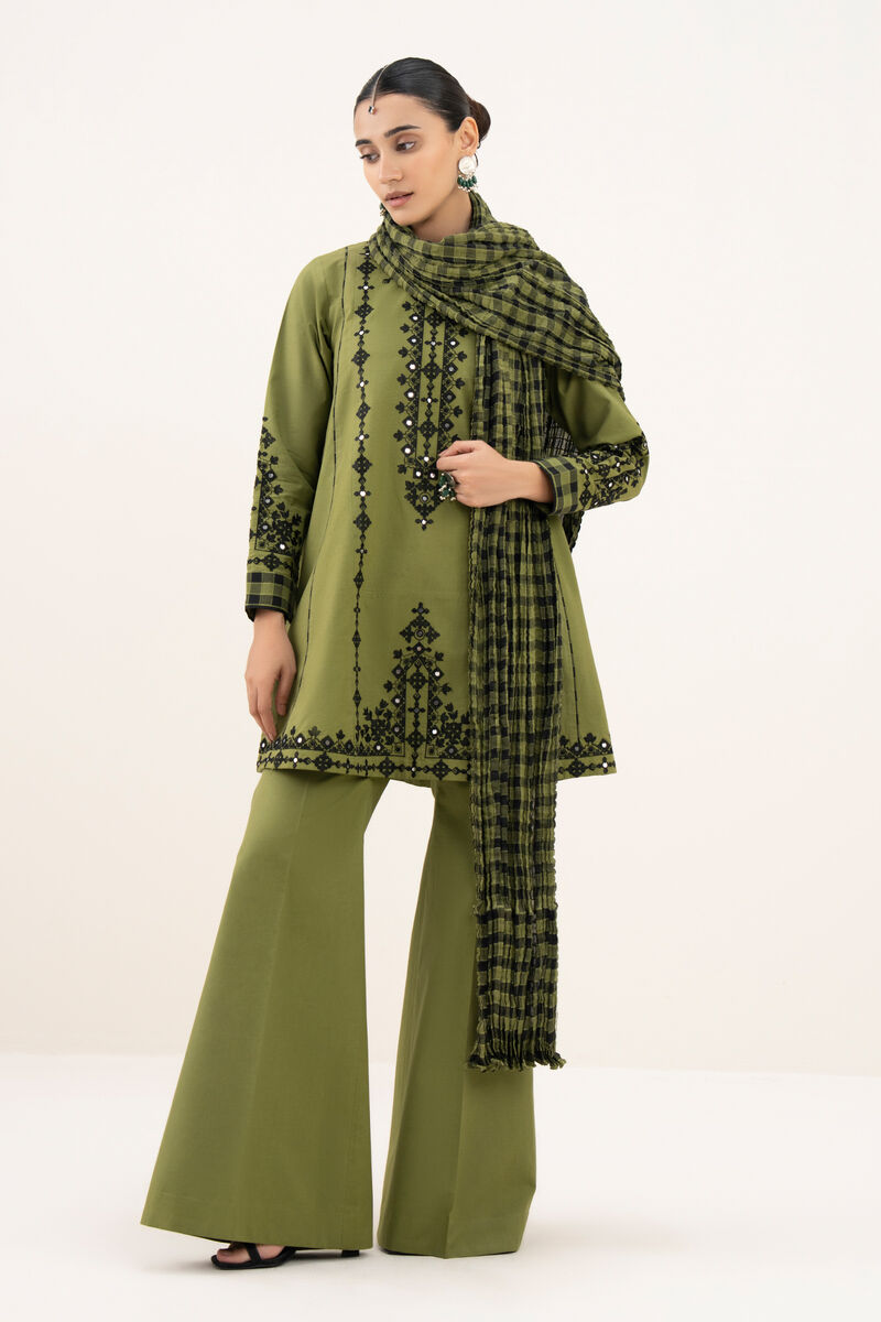 3 Piece - Embroidered Cotton Suit
