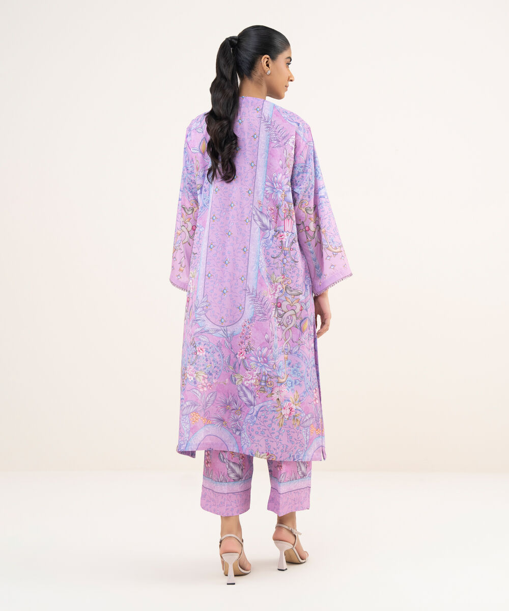 Women's RTW Blended Grip Purple Printed A-Line 2 Piece Suit